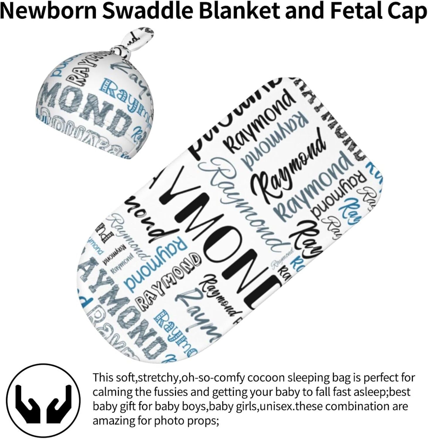 Personalized Name Swaddle Set - Baby Blanket Hat