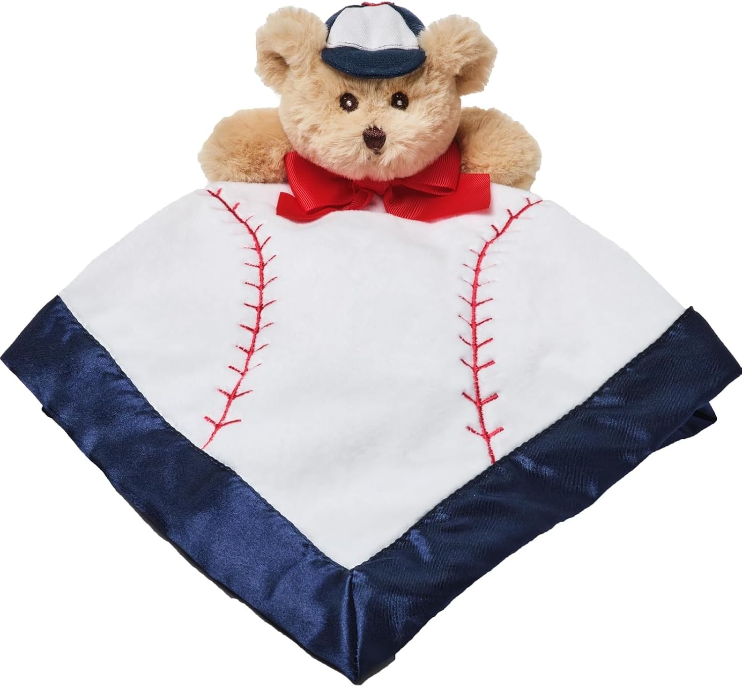 Bearington Collection Lil Slugger Baseball Lovey Blanket - 15 Inches Plush Satin