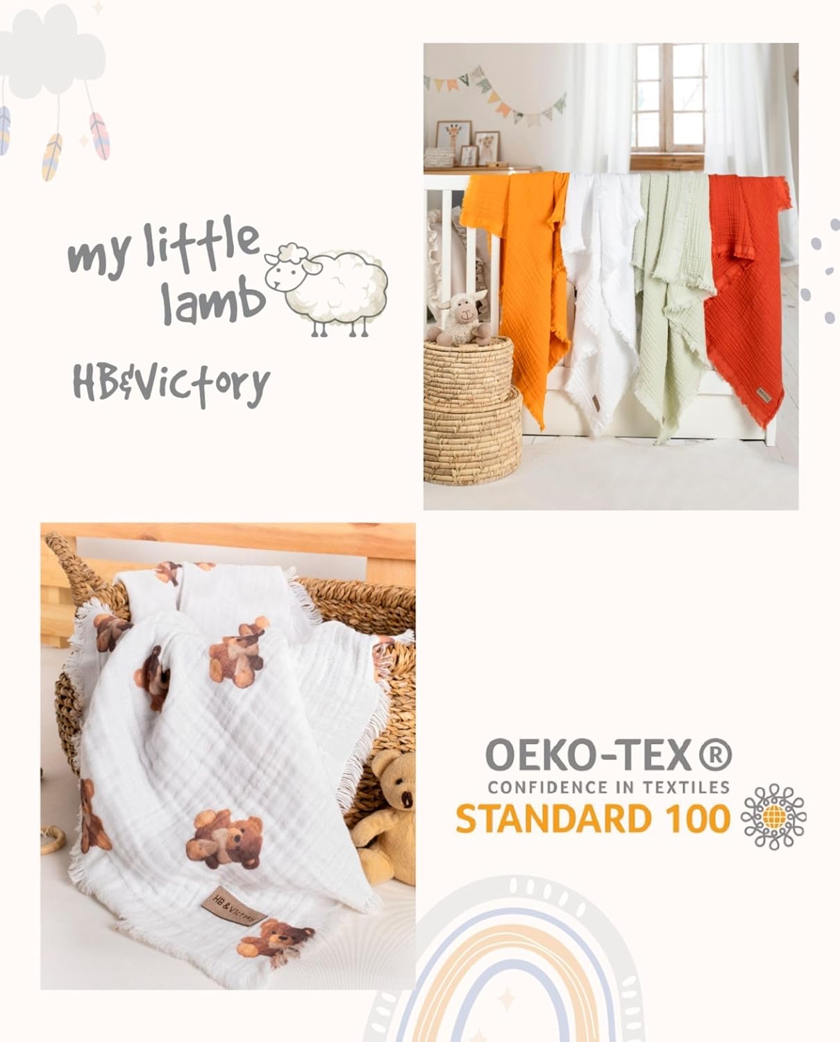 HBVictory Muslin Baby Blanket 4 Layers Organic Cotton Swaddle 1