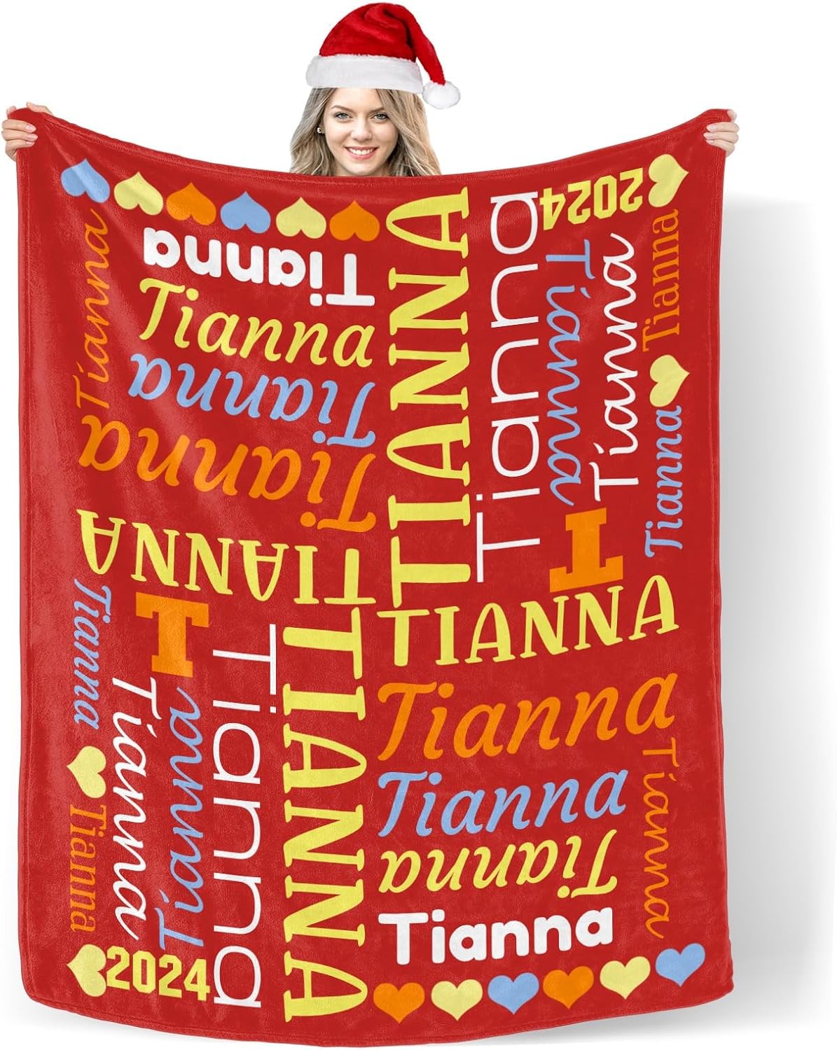 Custom Blanket with Name Text Personalized Swaddling Blanket for Baby