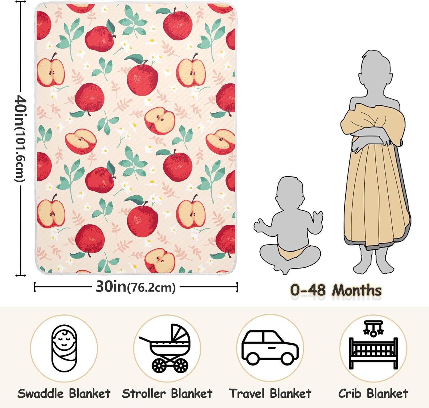 KICPOAY Swaddle Blanket 30x40 Inch Soft Cotton Breathable Muslin Baby Blanket