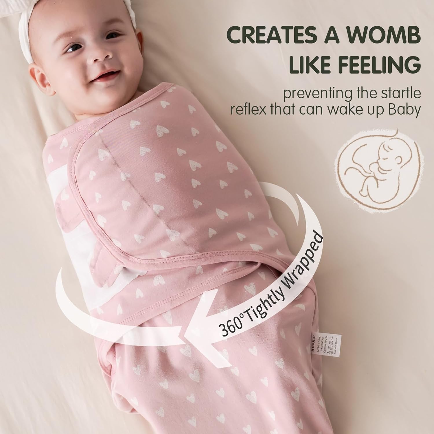 INSULAR Soft Cotton Swaddling Blankets 3 Pack