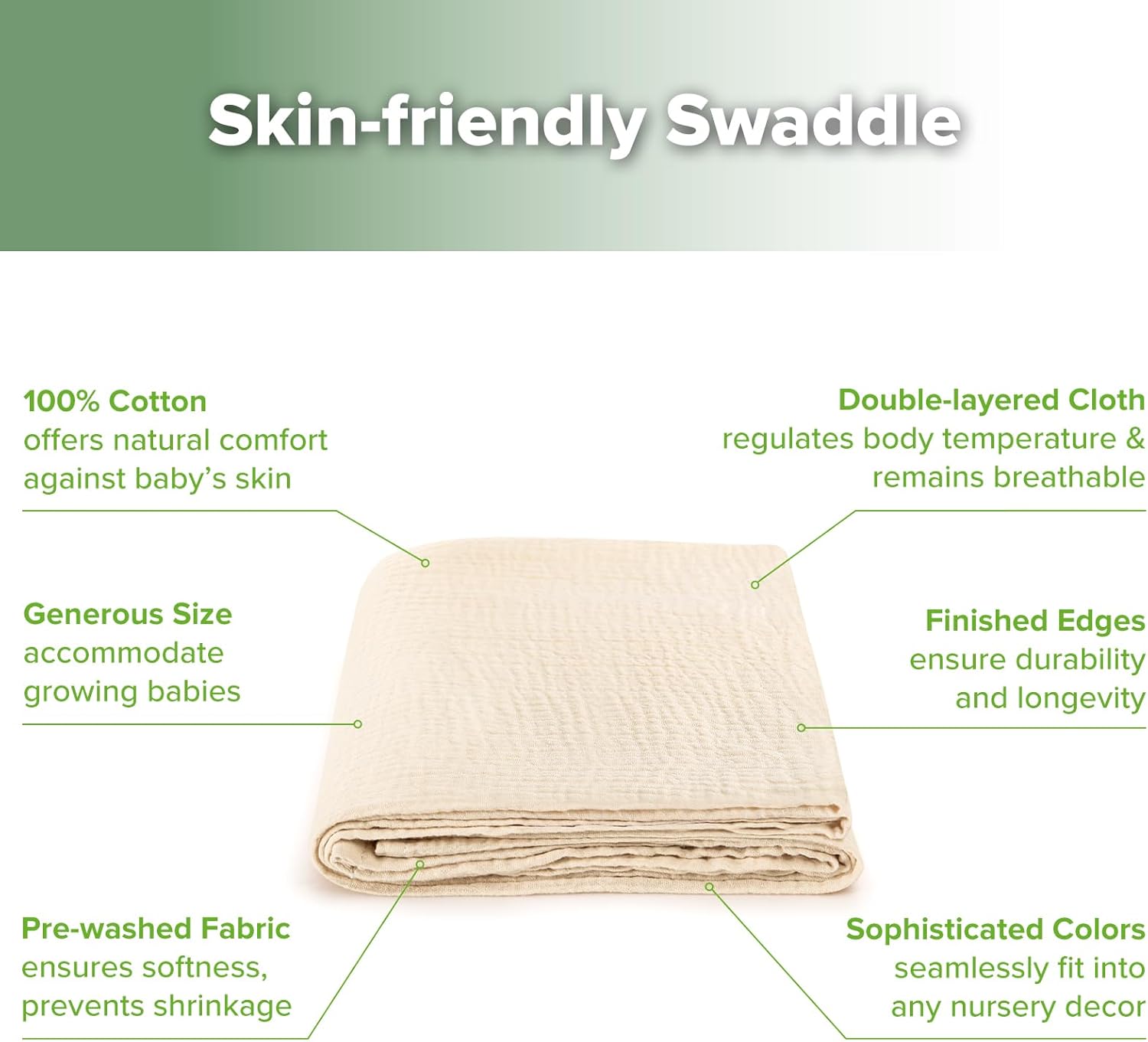 Haakaa Cotton Swaddle Blankets for Newborns