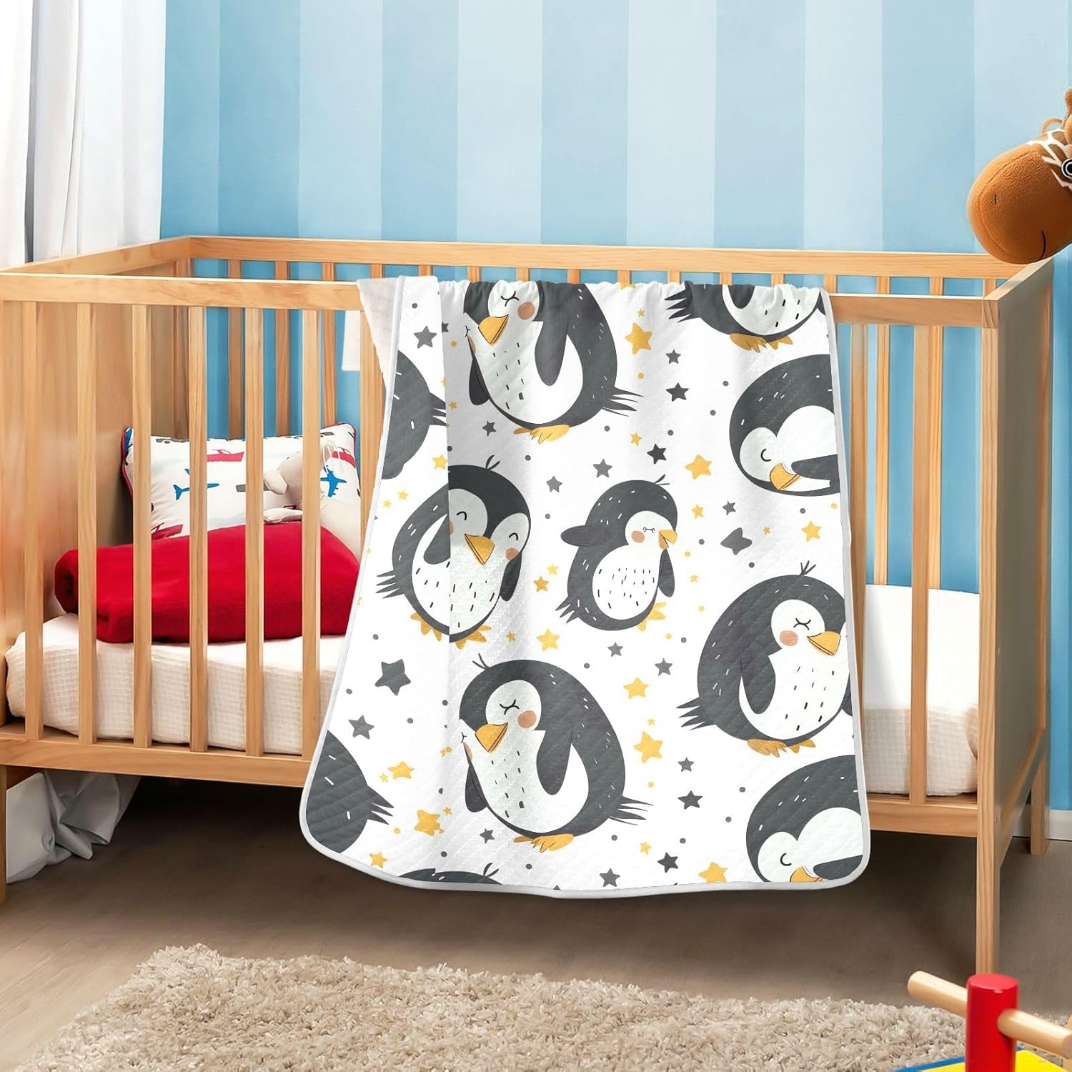 ALAZA Sleeping Penguin Star Swaddle Blanket