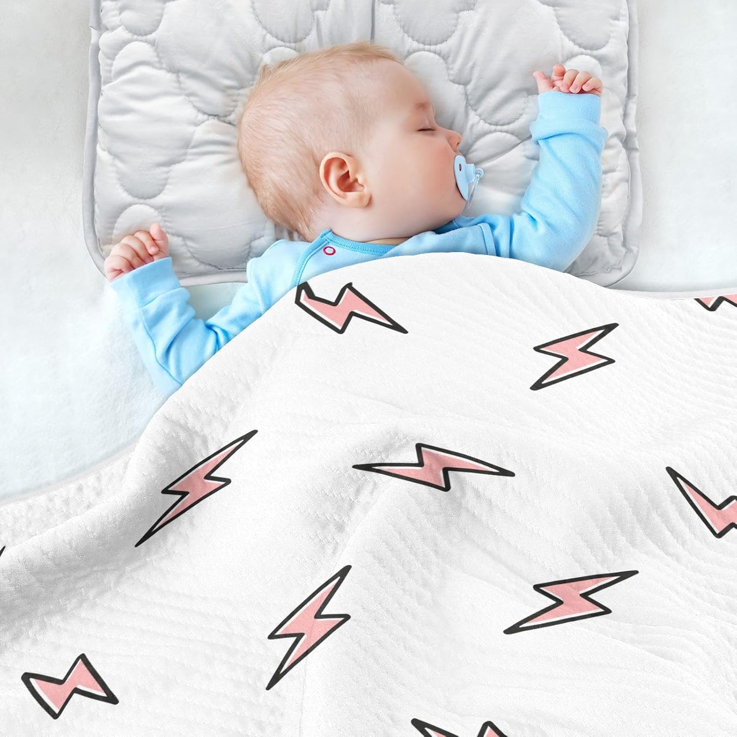 Pink Lightning Bolt Baby Swaddle Blanket for Boys and Girls
