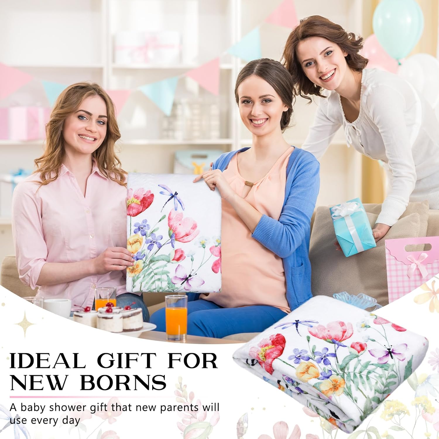 Nuanchu Wildflower Baby Milestone Blanket 60 x 40 Soft Fleece