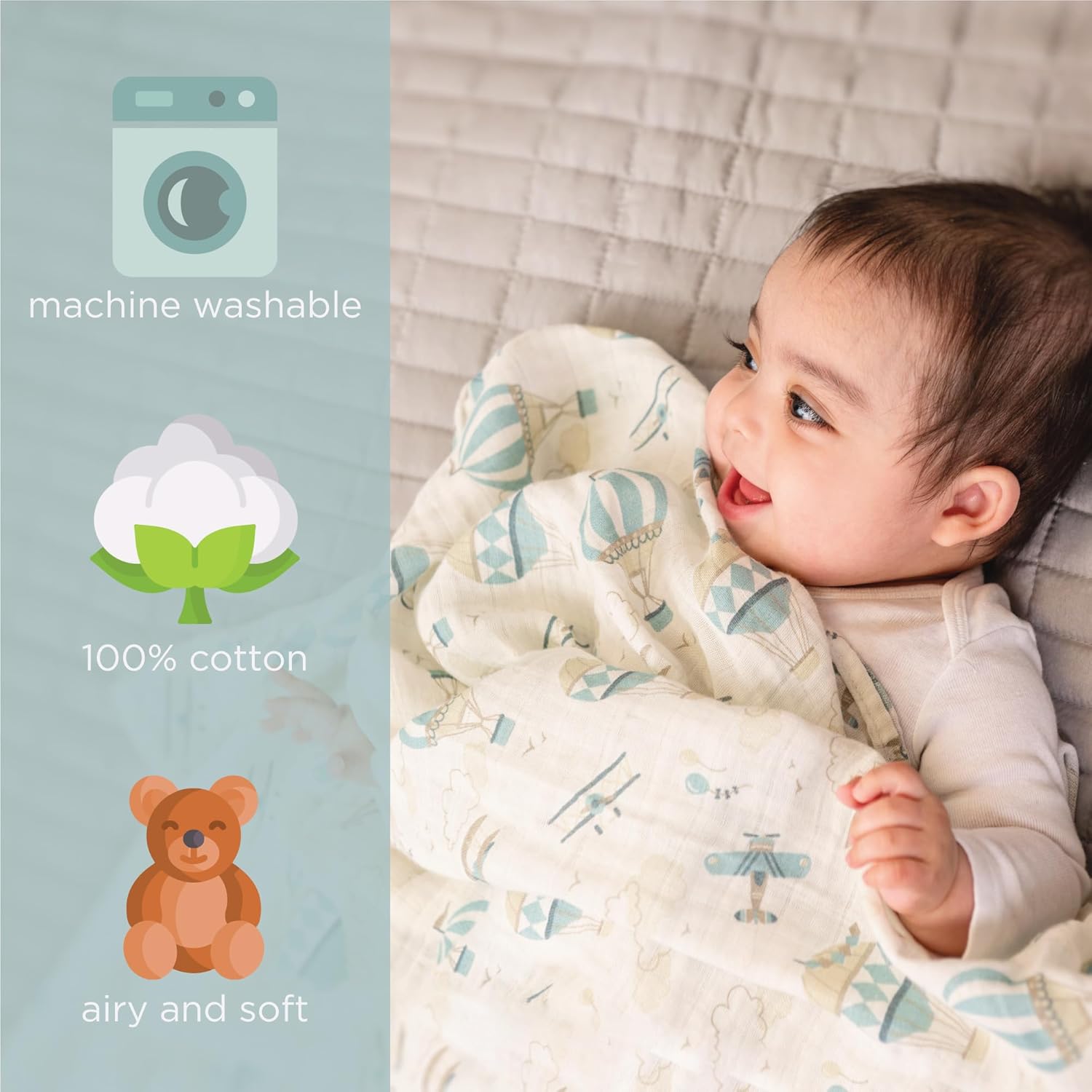 Stephen Joseph Muslin Swaddle Blanket for Baby