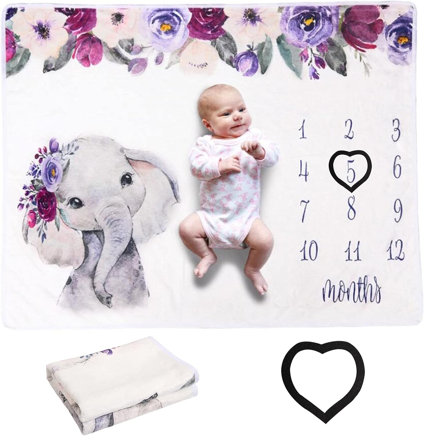 Apone Fatu Elephant Newborn Milestone Blanket