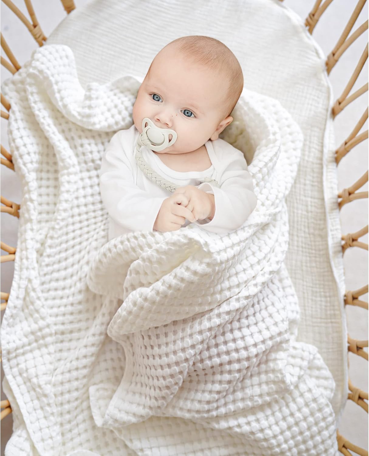 Konssy Waffle Baby Blanket - Soft Cozy Weightless Swaddle for Newborns