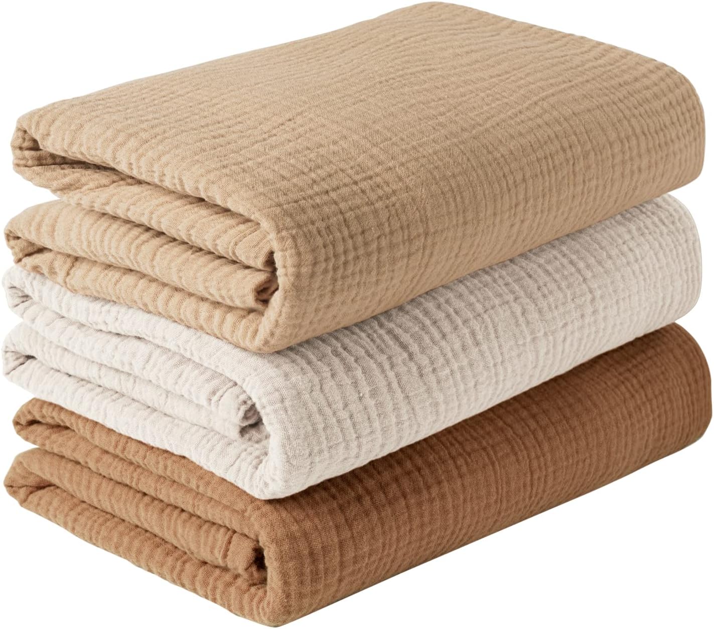 Konssy 3 Pack Muslin Swaddle Blankets 47x47