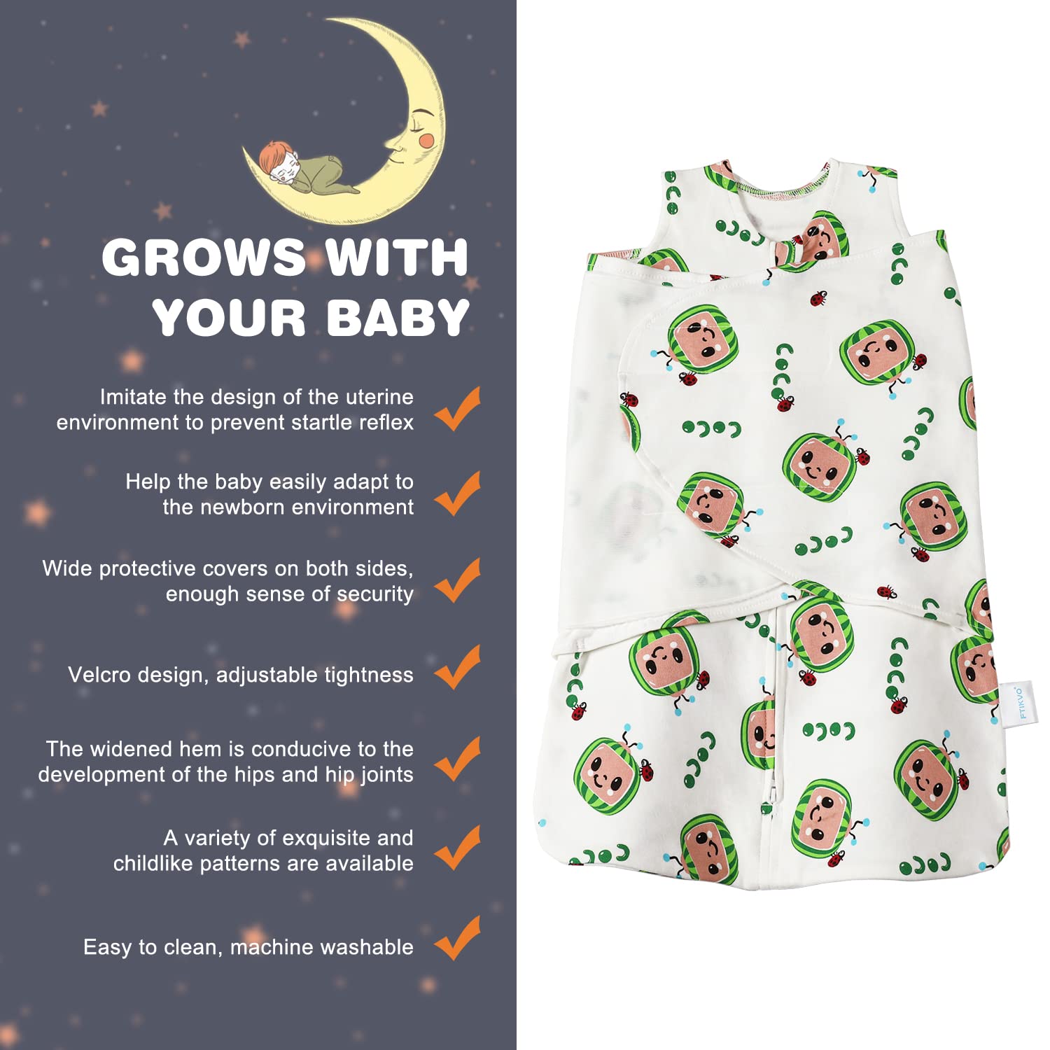 Ftikvo Swaddle Blanket 100 Cotton Wrap for Newborns