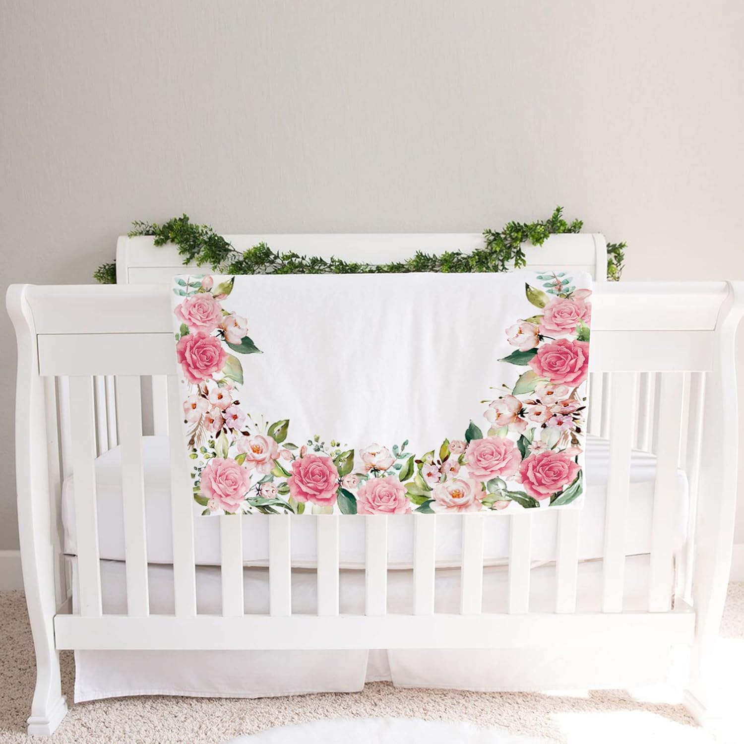 Baby Monthly Growth Milestone Blanket with Bow and Wreath