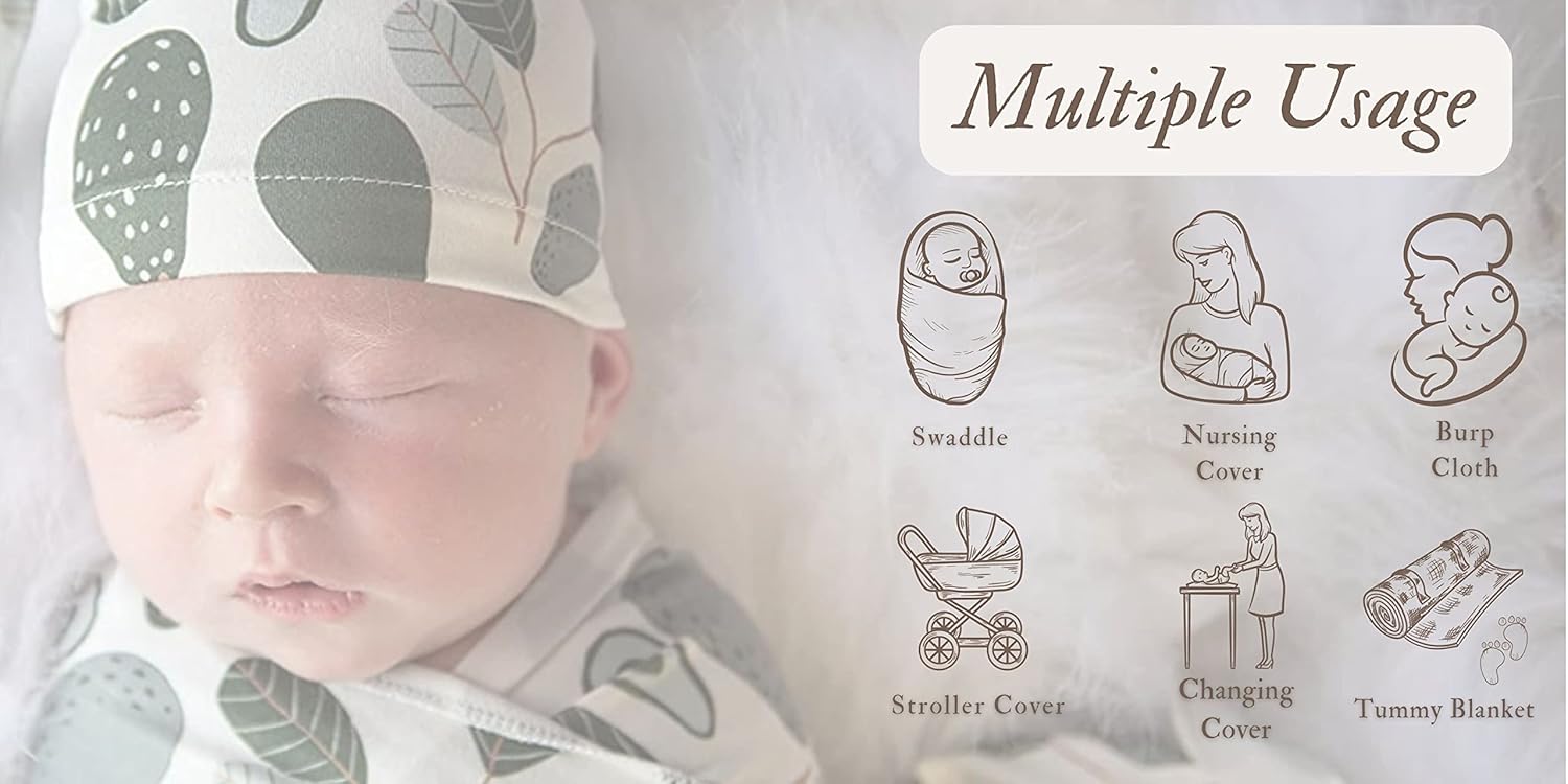 Terriboo Newborn Swaddle Blanket Set with Beanie