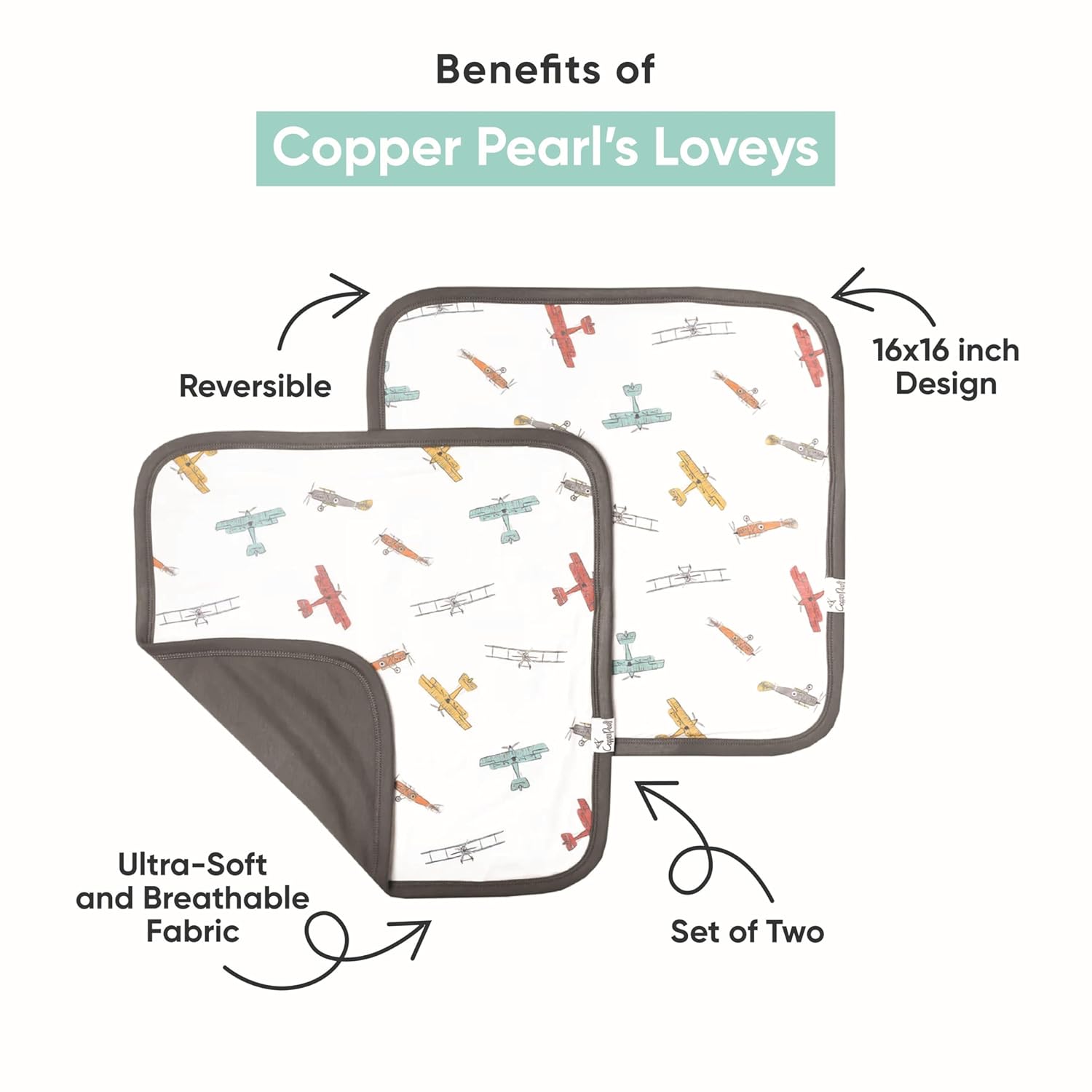 Copper Pearl 3-Layer Knit Security Blanket Set 2-Pack