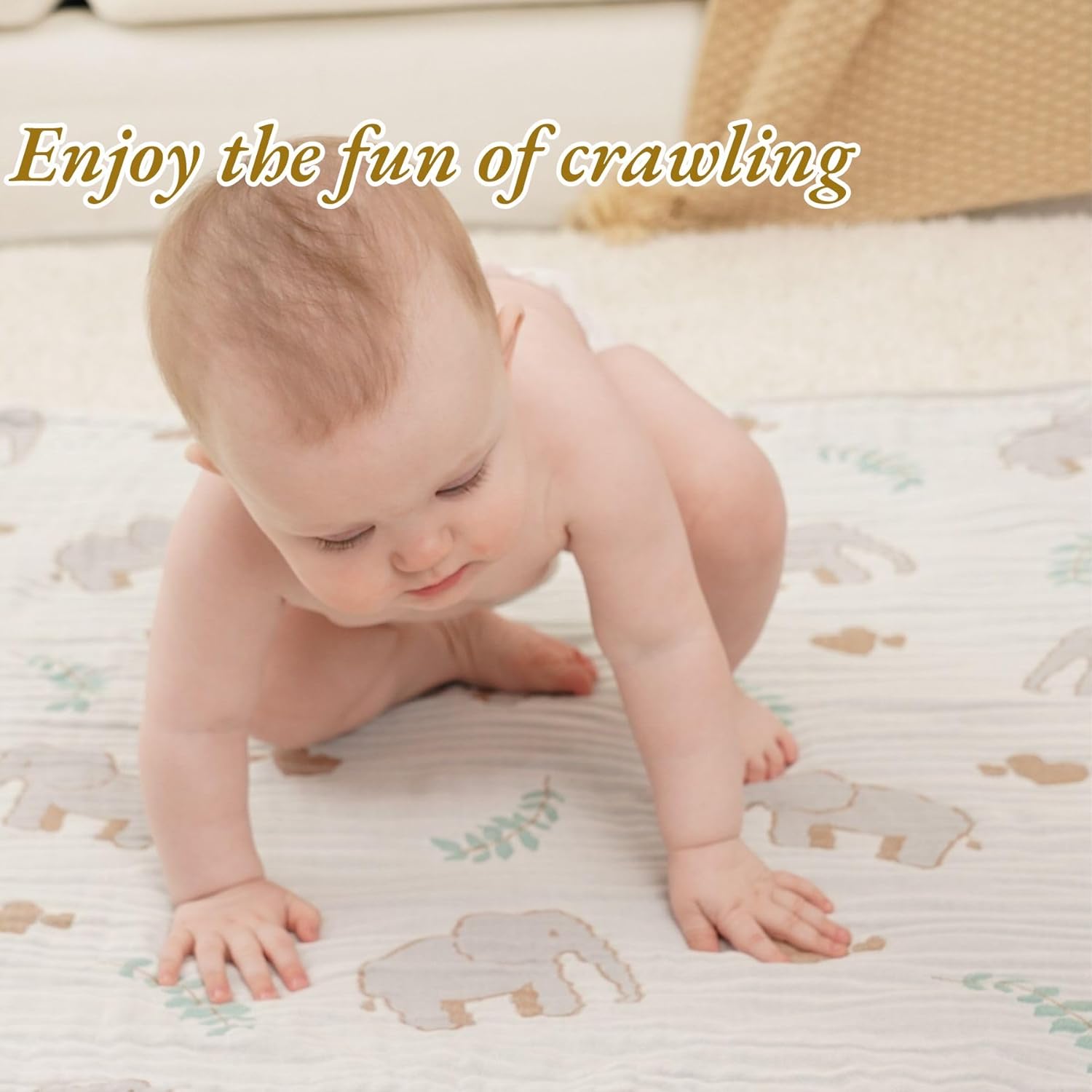 HardNok Ultra Soft Muslin Baby Blanket - Forest Elephant Design