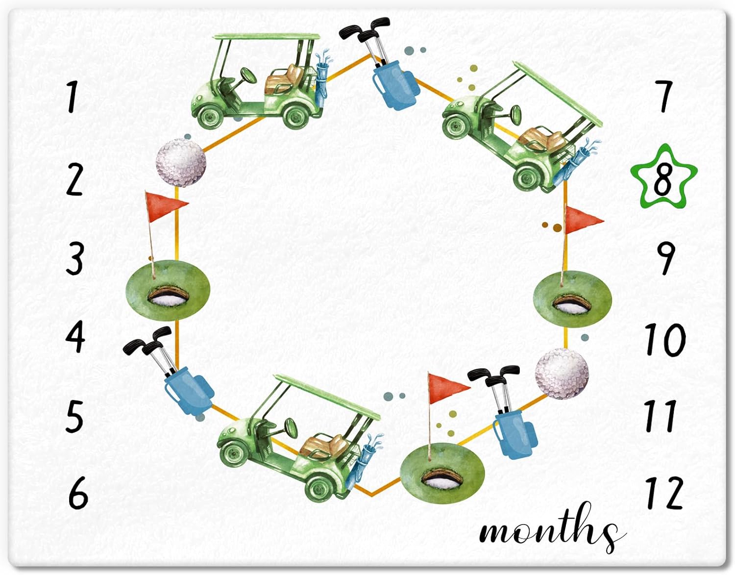 Mindsoft Golf Print Monthly Milestone Blanket