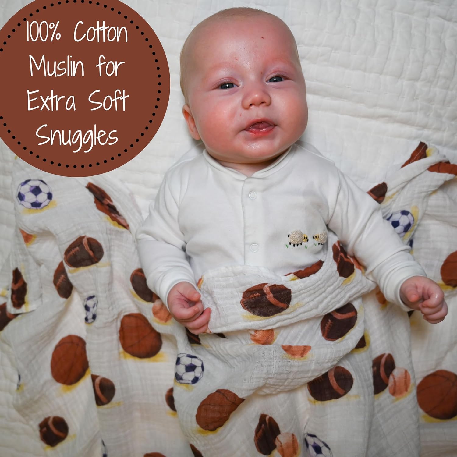 LollyBanks Sports Print Swaddle Blanket Set