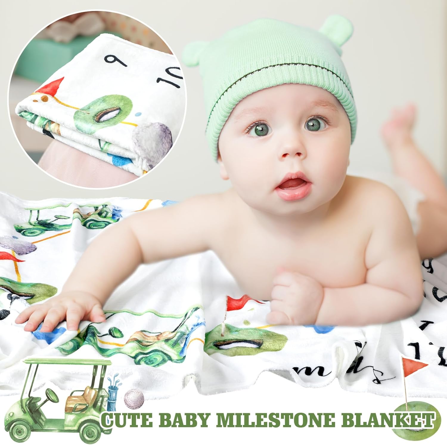 Mindsoft Golf Print Monthly Milestone Blanket