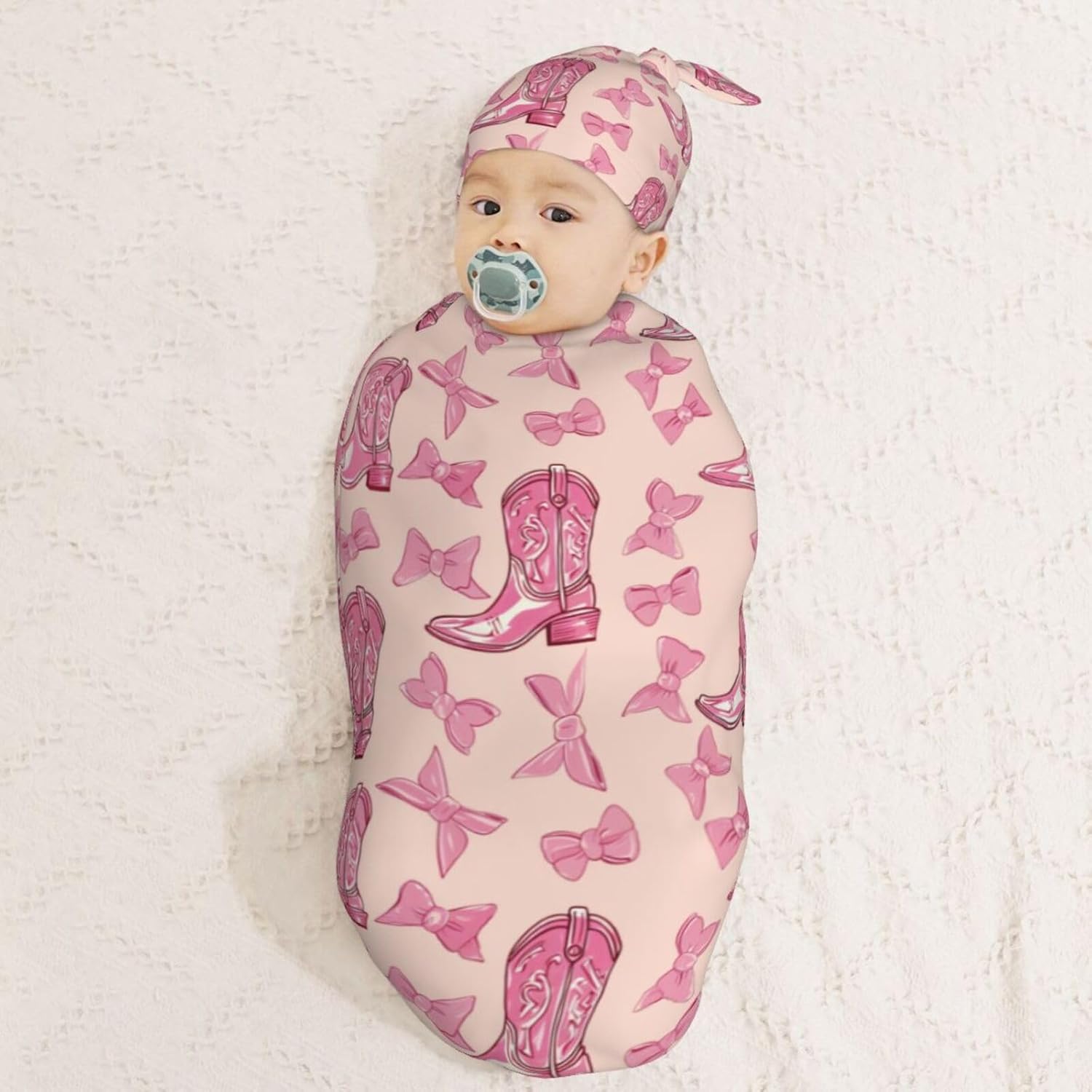 Muishi Cowgirl Boot Bows Swaddle Blanket Set