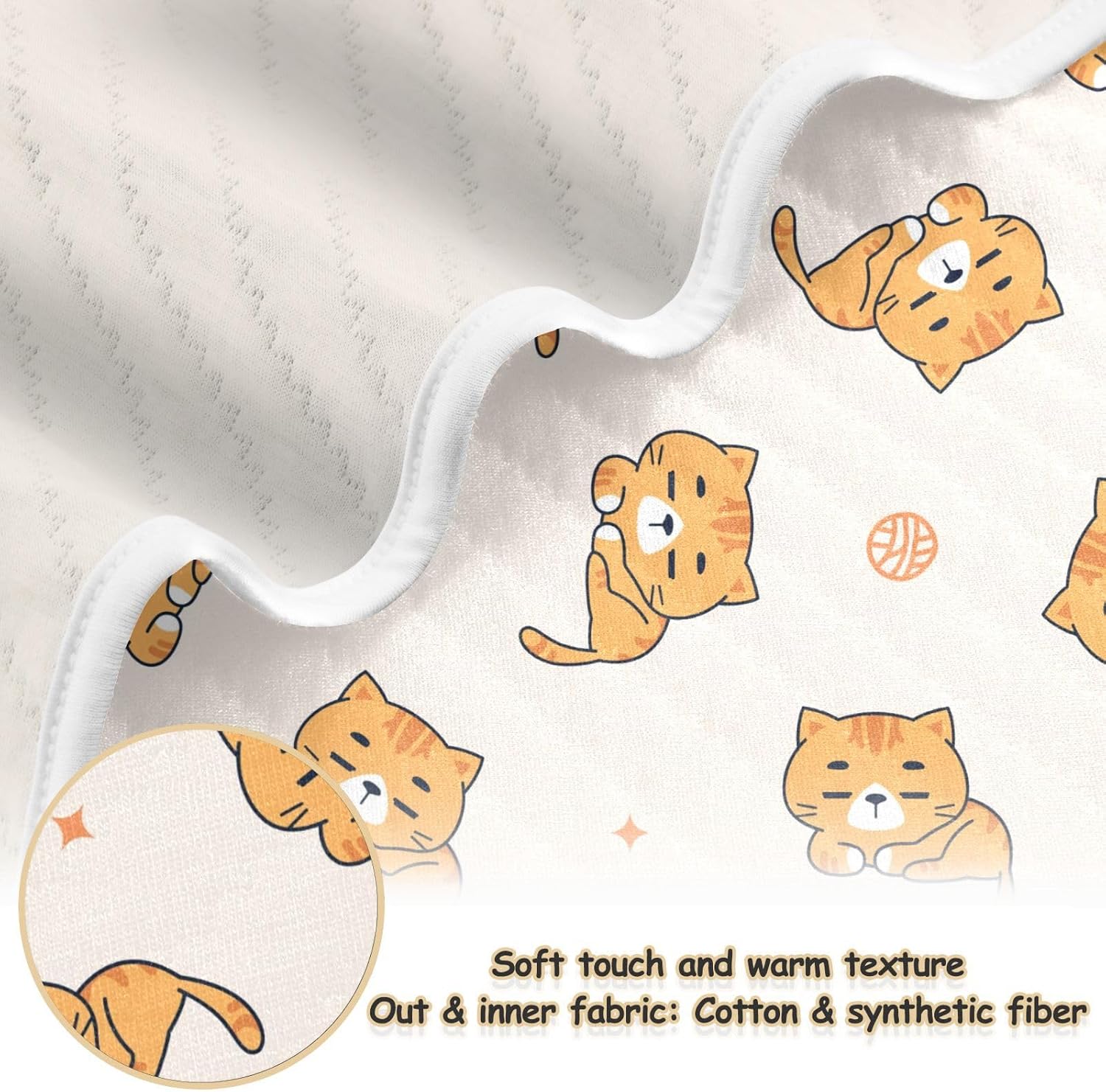 Cute Orange Cats Swaddle Blanket for Newborn Baby