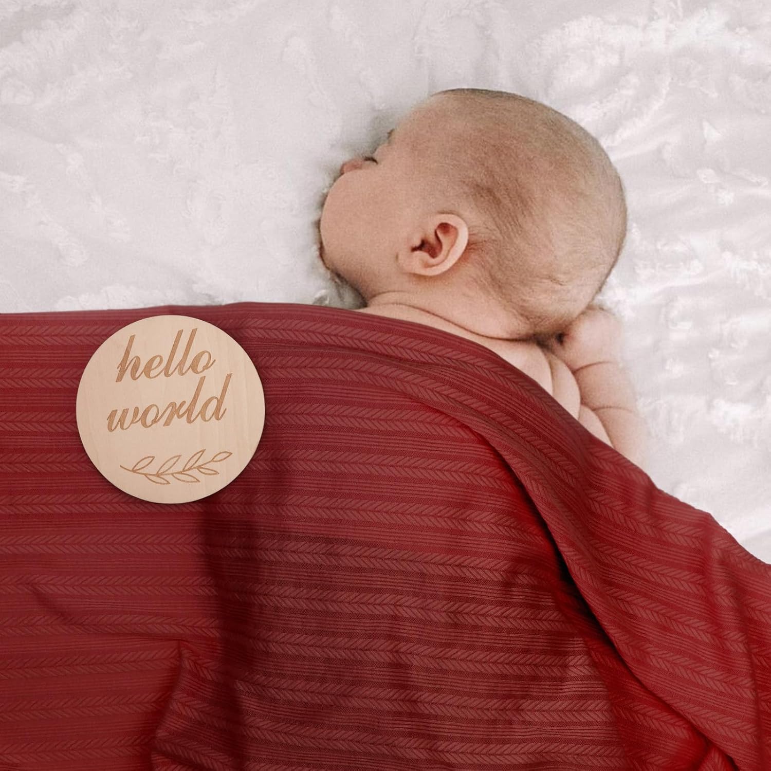 AQOKKA Newborn Swaddle Blanket with Bow Hat and Wooden Card