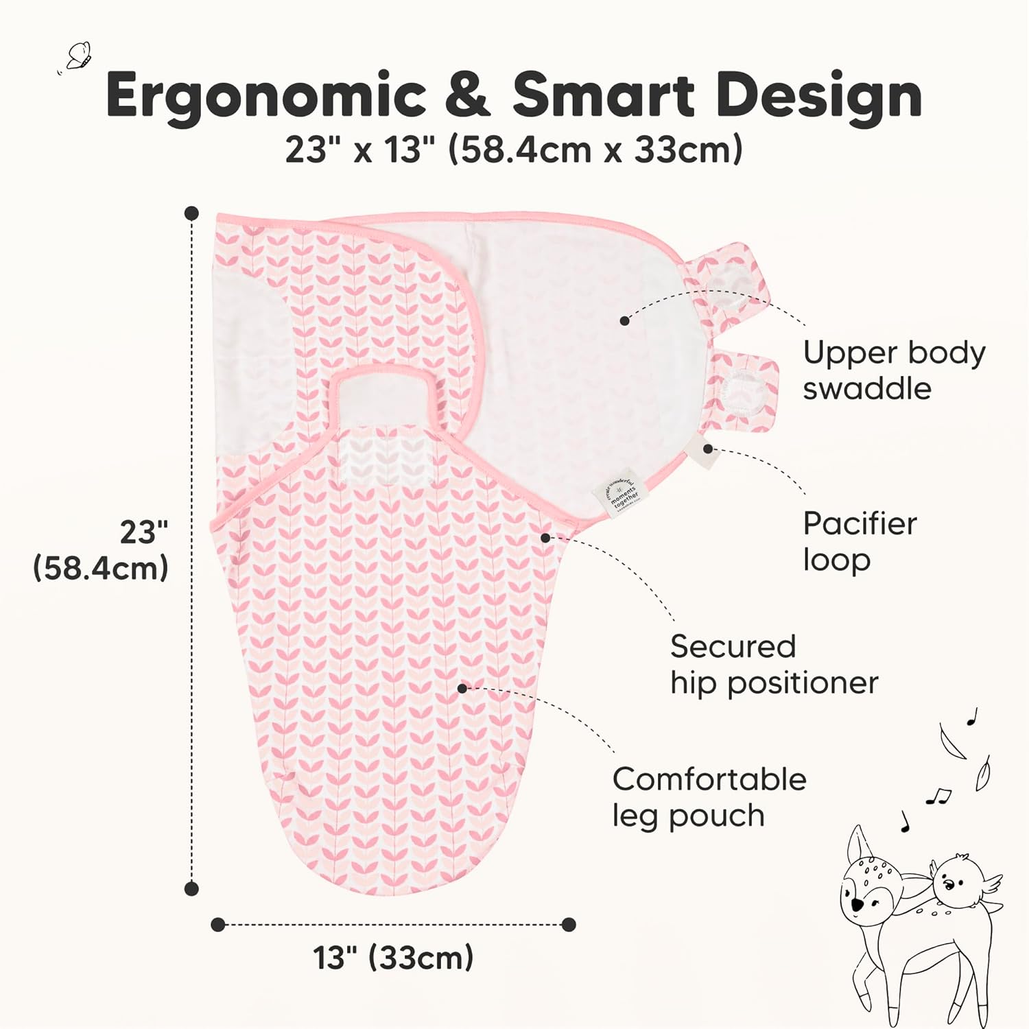 KeaBabies 3-Pack Organic Baby Sleep Sacks - Blossom L