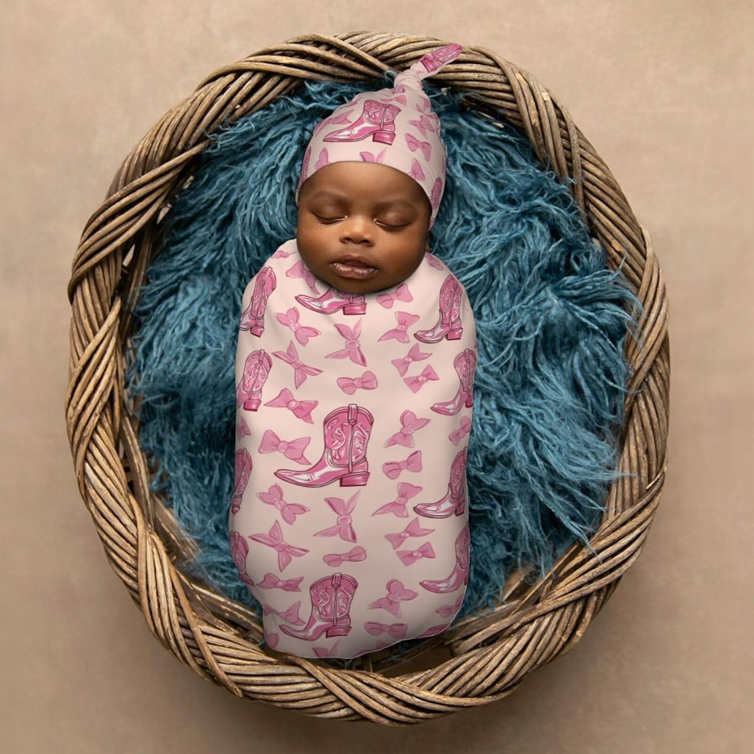 Muishi Cowgirl Boot Bows Swaddle Blanket Set