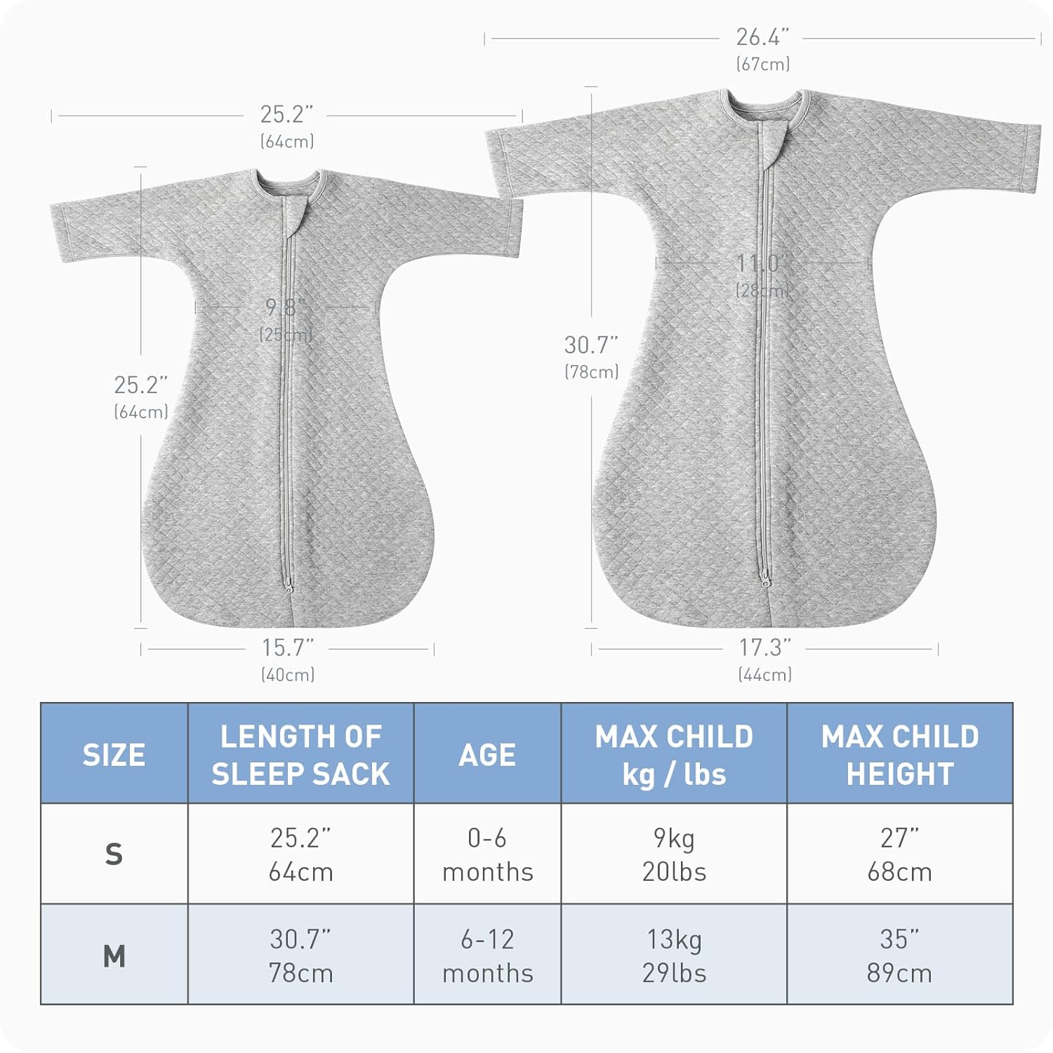 Cozy Baby Sleep Sack with Sleeves for 3-6 Months