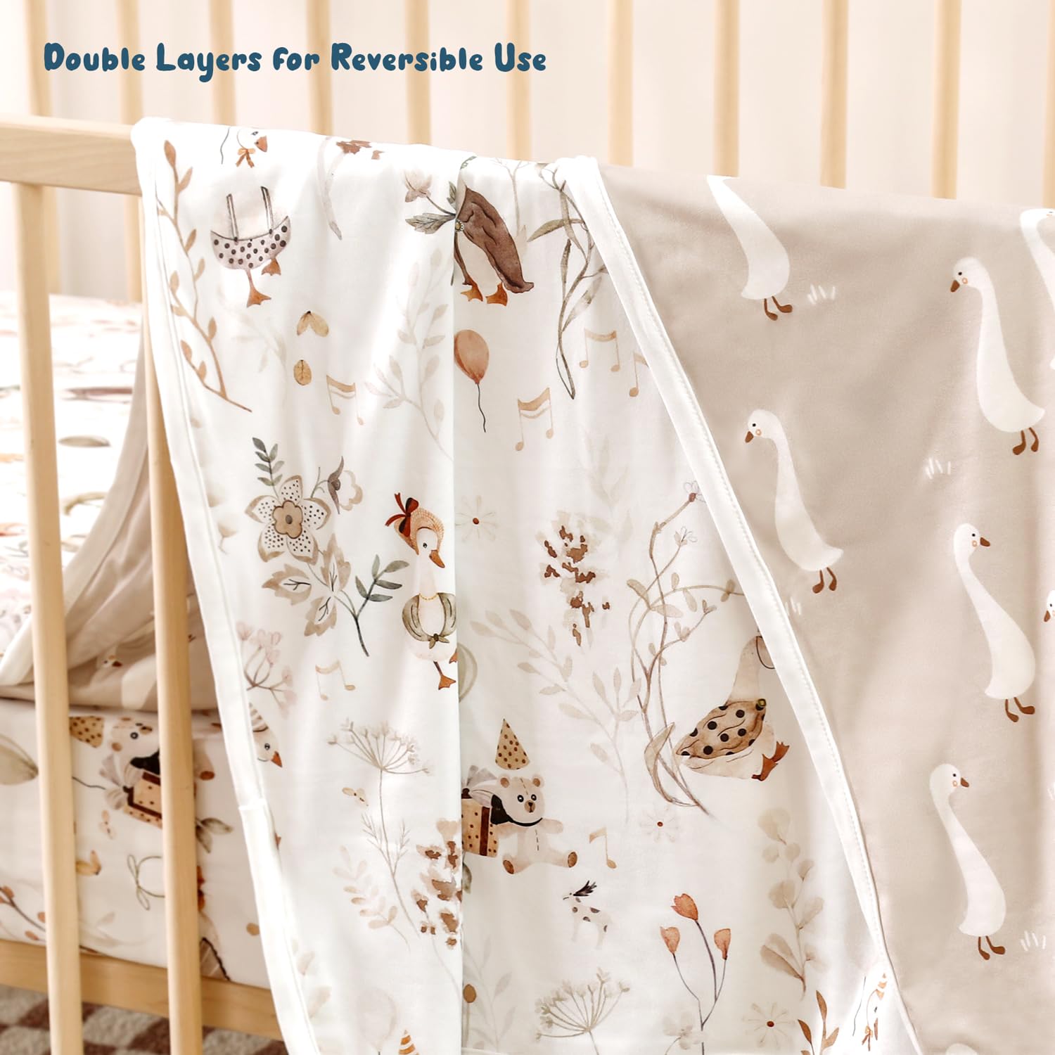 GRSSDER Super Soft Baby Swaddle Blanket with Cute Duck Print
