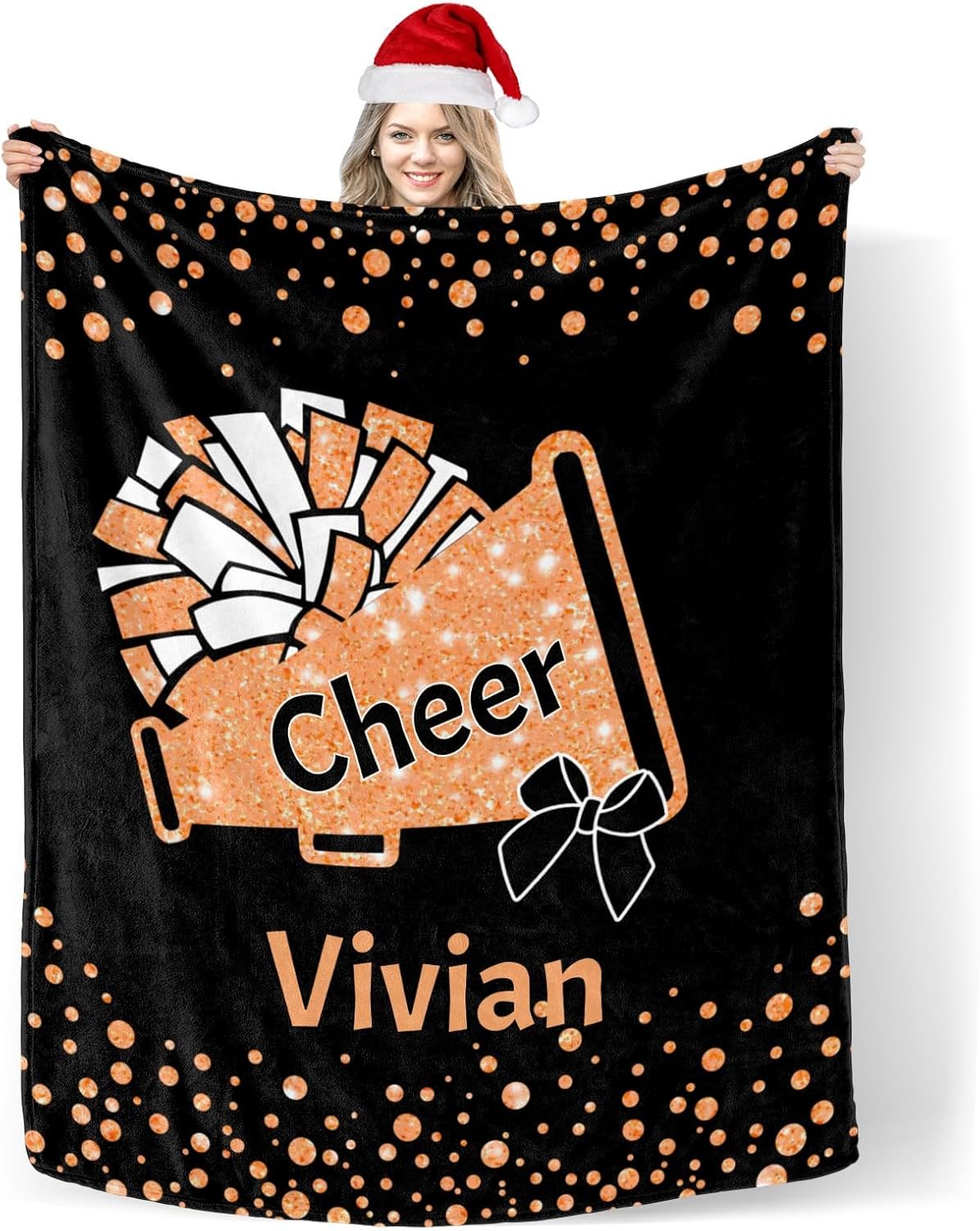 Custom Blanket with Name Cheerleaders Orange 30x40inch Swaddling Blanket