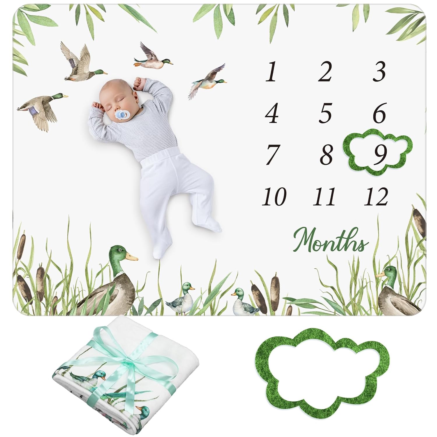 Preboun Mallard Duck Growth Chart Blanket 40x60