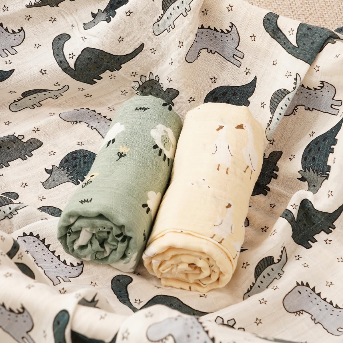 CoolaPeach Muslin Swaddle Blankets 3 Pack for Baby Boys Girls