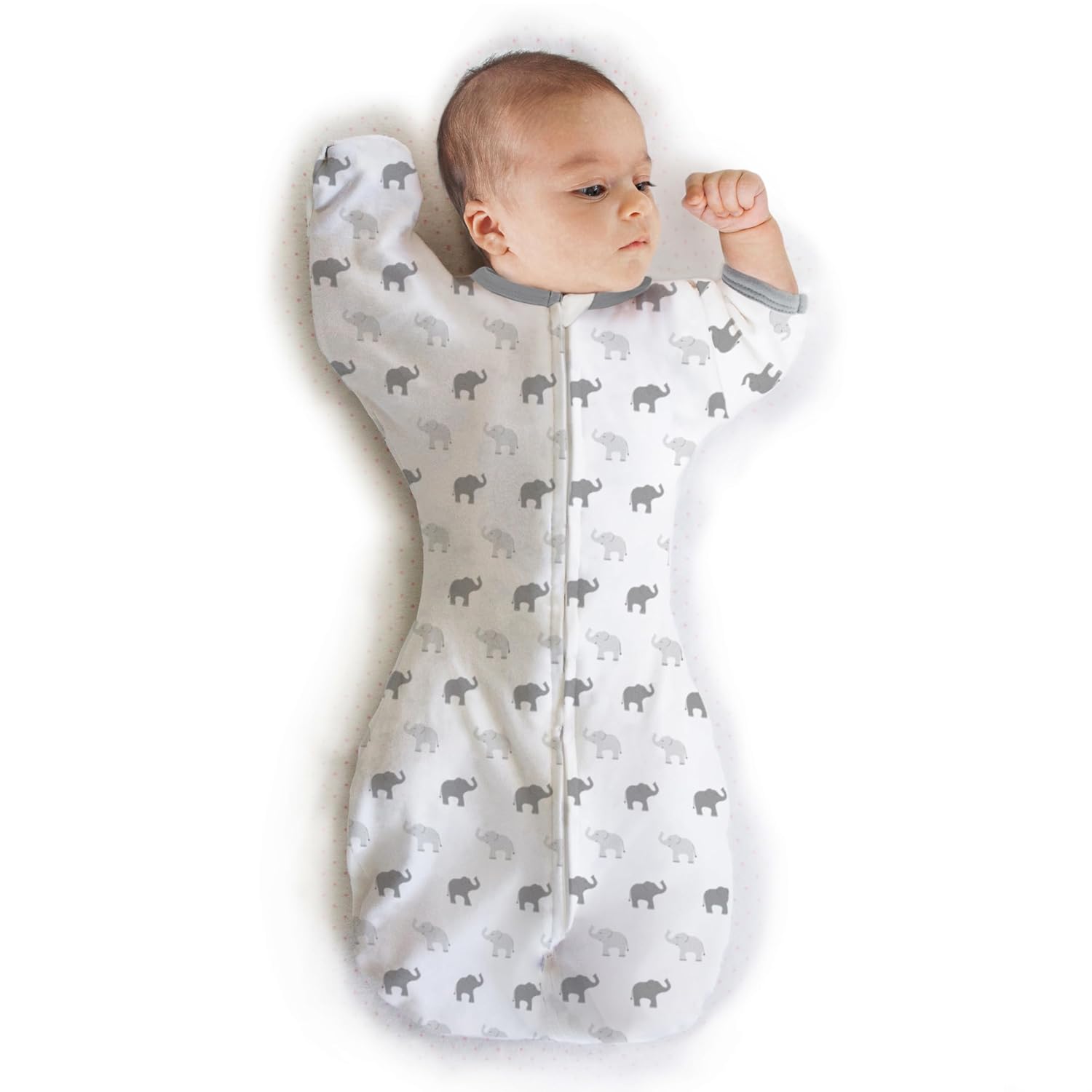 Amazing Baby Transitional Swaddle Sack - Tiny Elephants Medium 3-6 Months