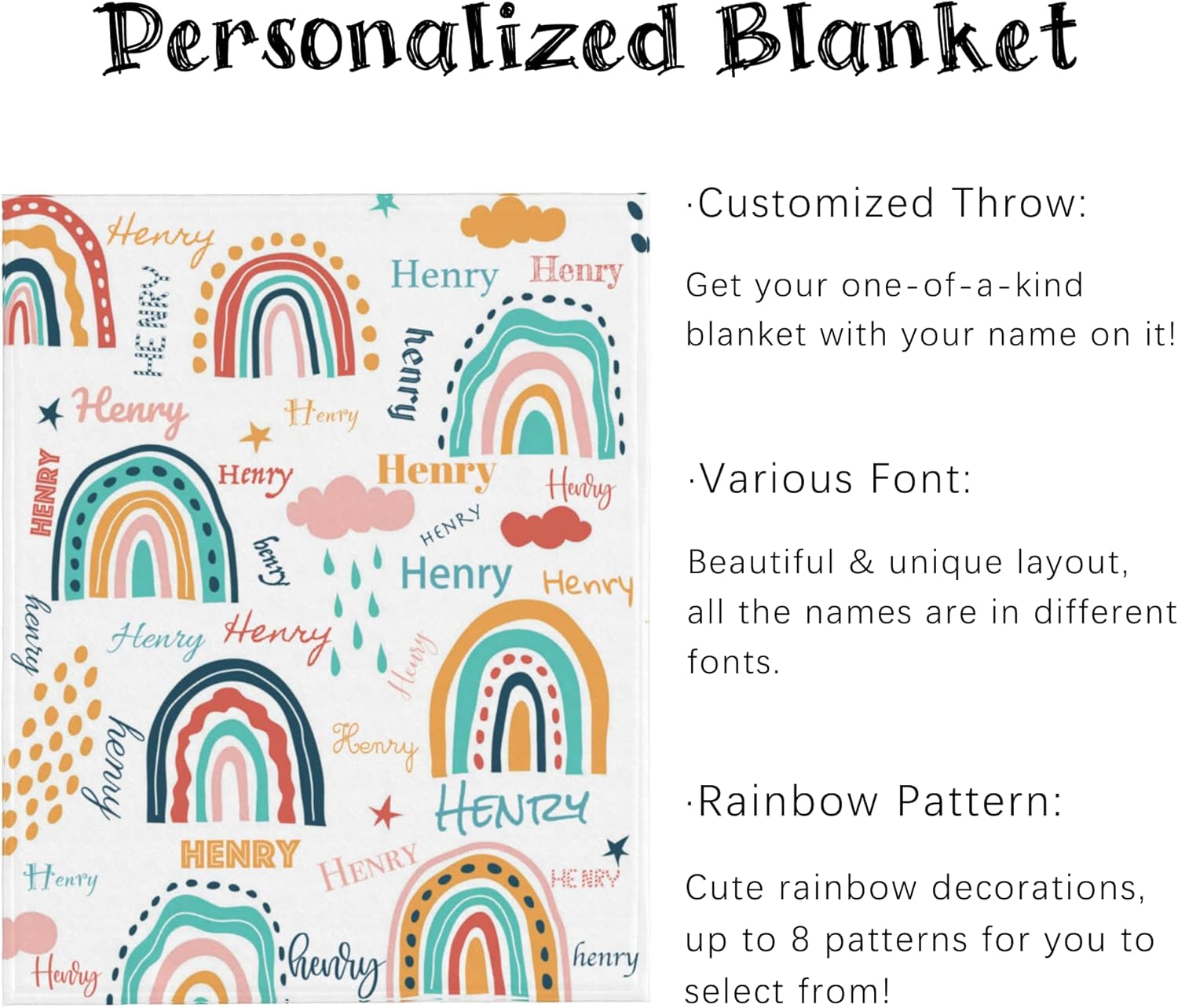 Custom Name Blanket 30x40 for Baby Kids Pet Family 1