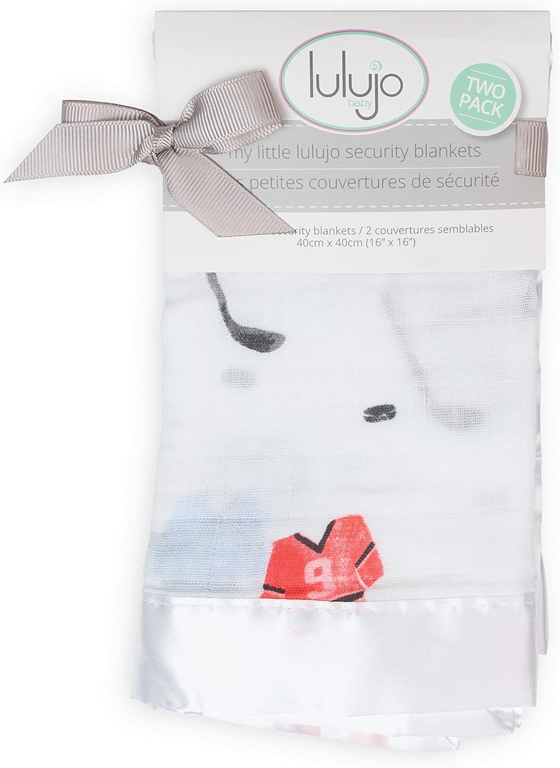 Lulujo Baby Security Lovey Blanket - 16x16in Soft Cotton Muslin with Satin Trim