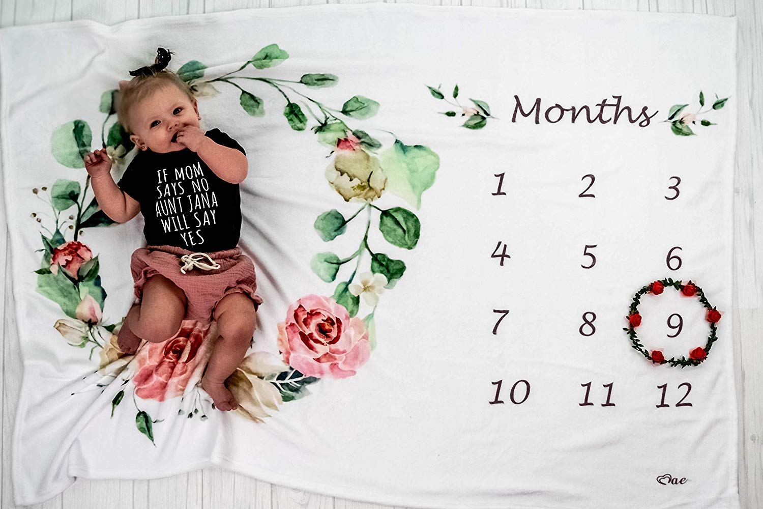 SEJJEN Baby Milestone Blanket - Floral Plush Fleece for Photos