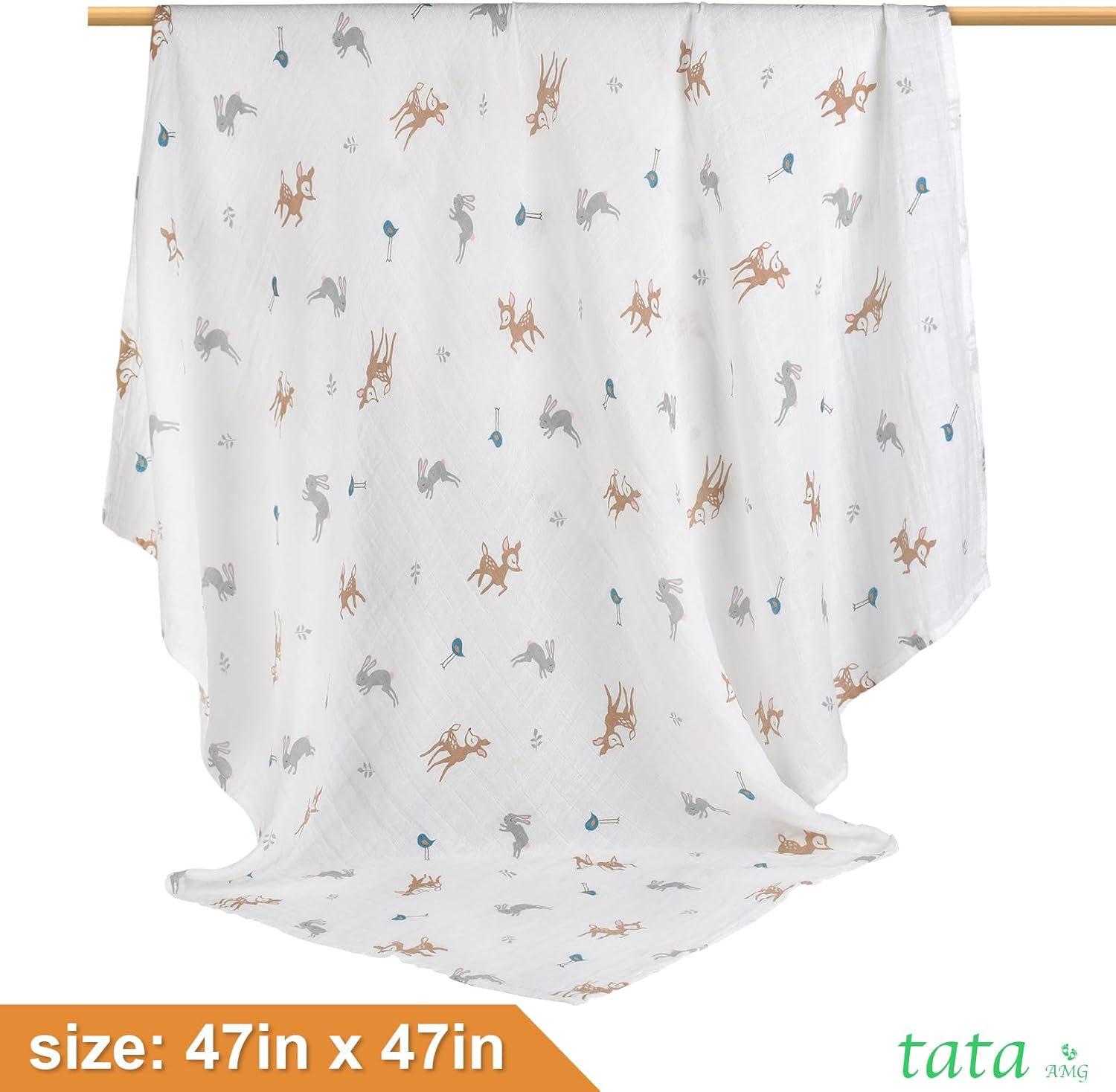 TATA AMG Organic Muslin Baby Swaddle Blanket - 47x47