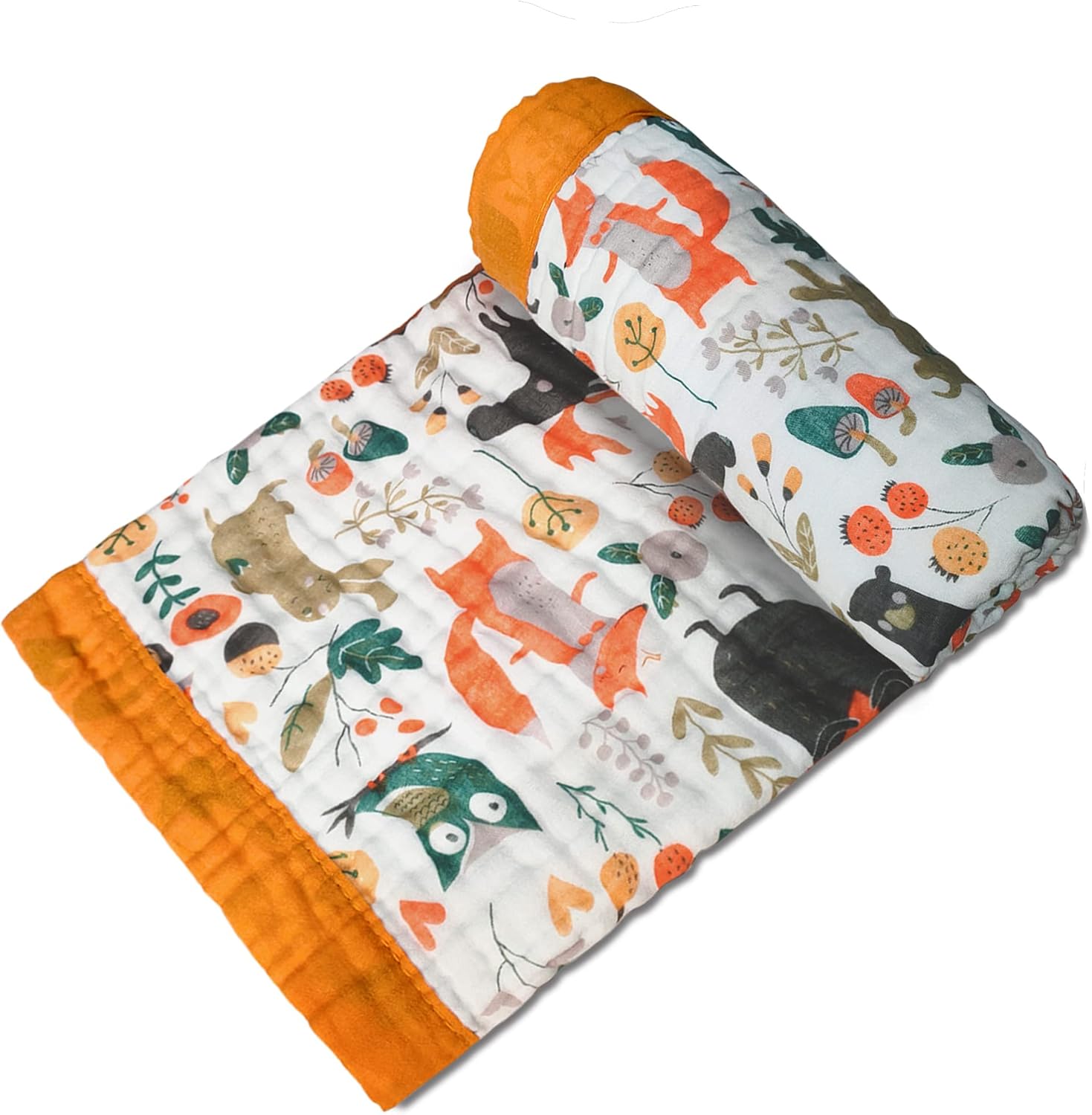 Forest Animals Toddler Blanket - 6 Layers Breathable Muslin Cotton Baby Quilt