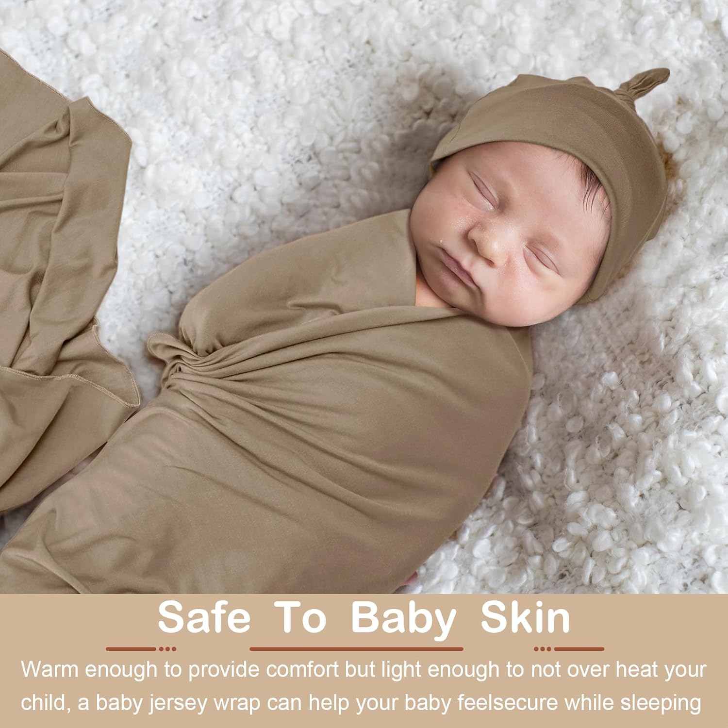 JaGely 2 Pack Baby Swaddle Blanket and Hat Set