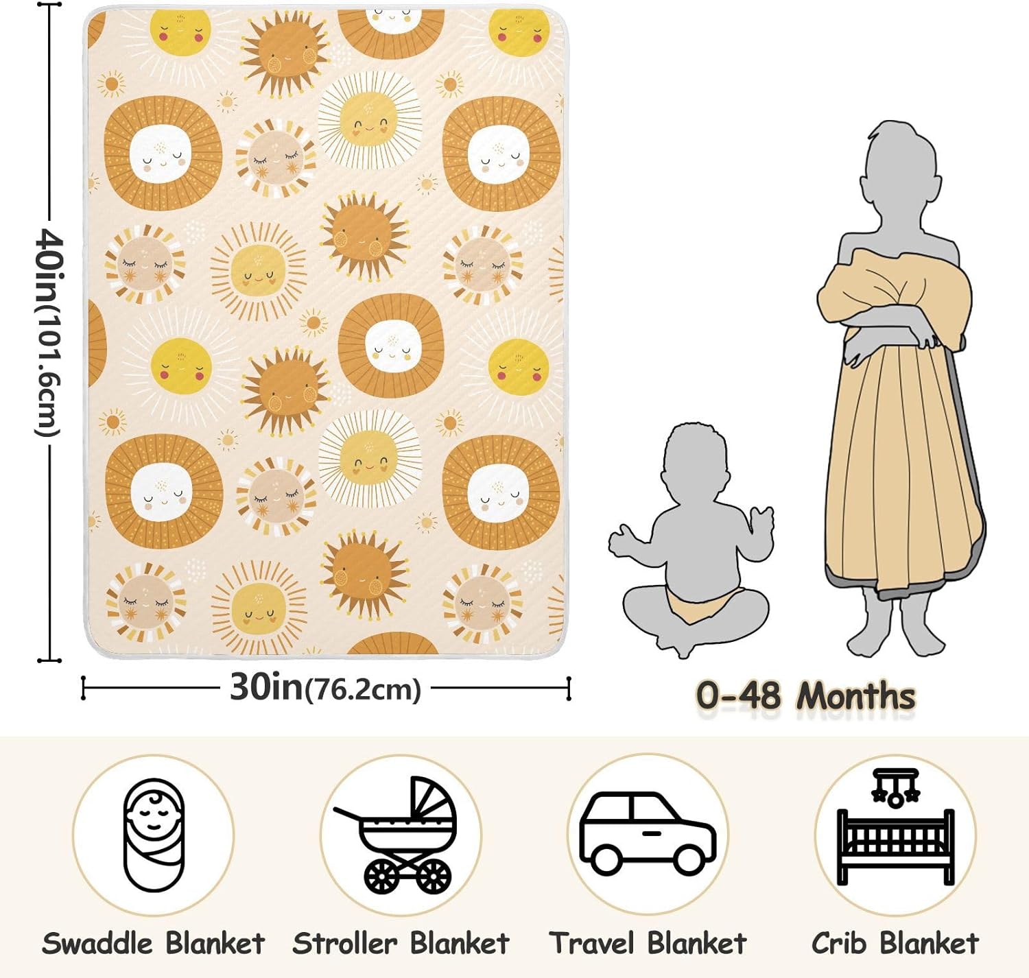 KICPOAY Swaddle Blanket - Soft Cotton Muslin Baby Blanket 30x40 Inch