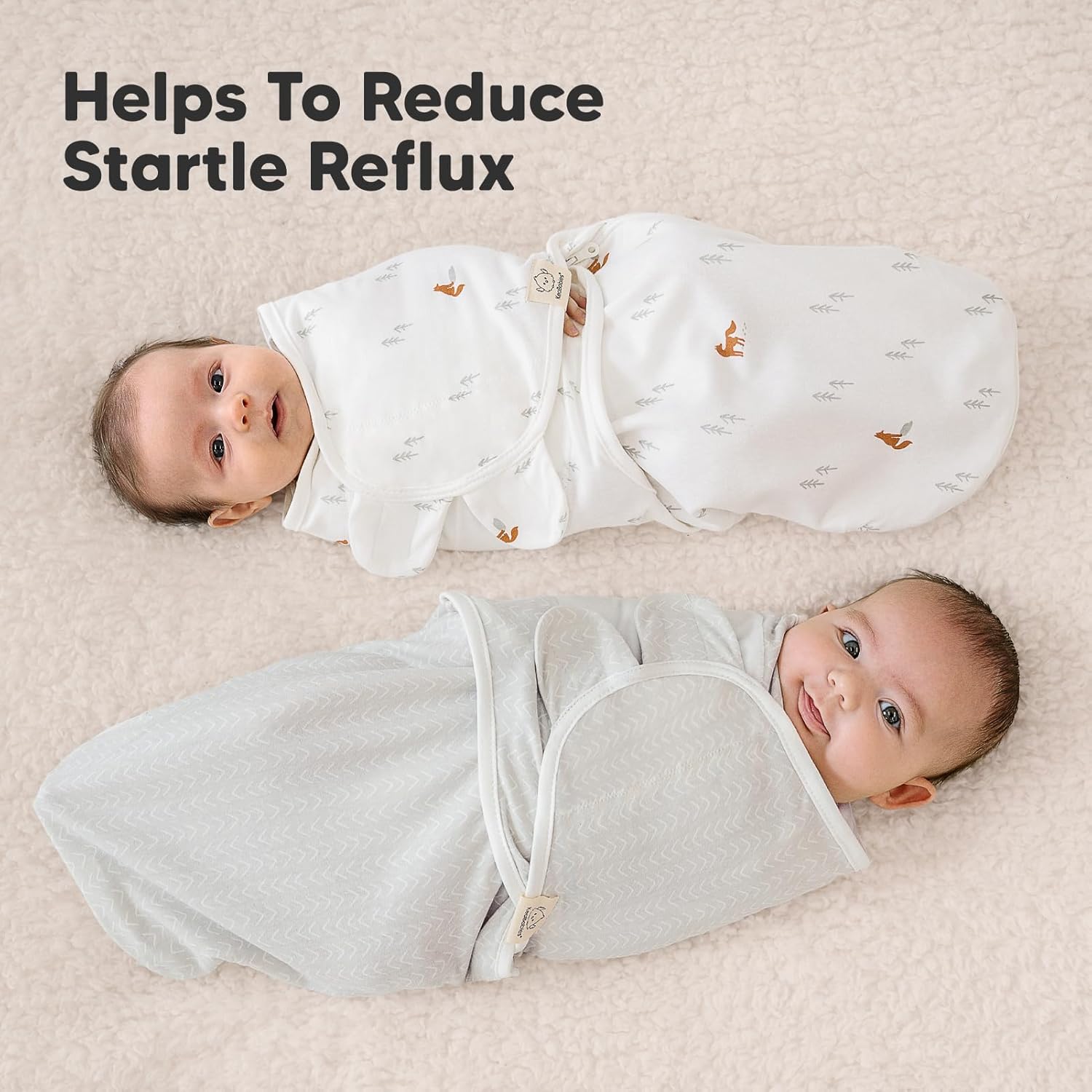 KeaBabies Baby Swaddle Sleep Sack - 3-Pack Zippy Swaddles for Newborns