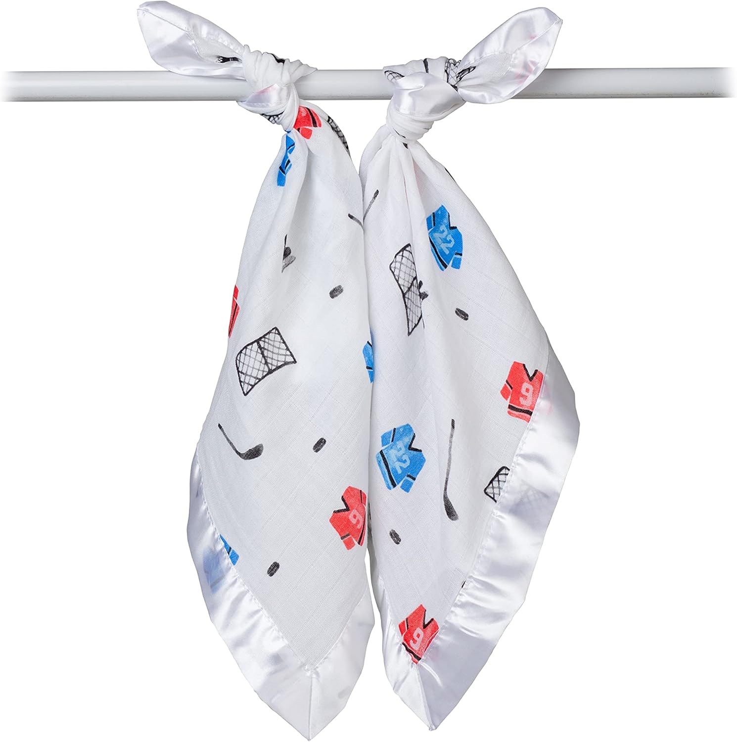 Lulujo Baby Security Lovey Blanket - 16x16in Soft Cotton Muslin with Satin Trim