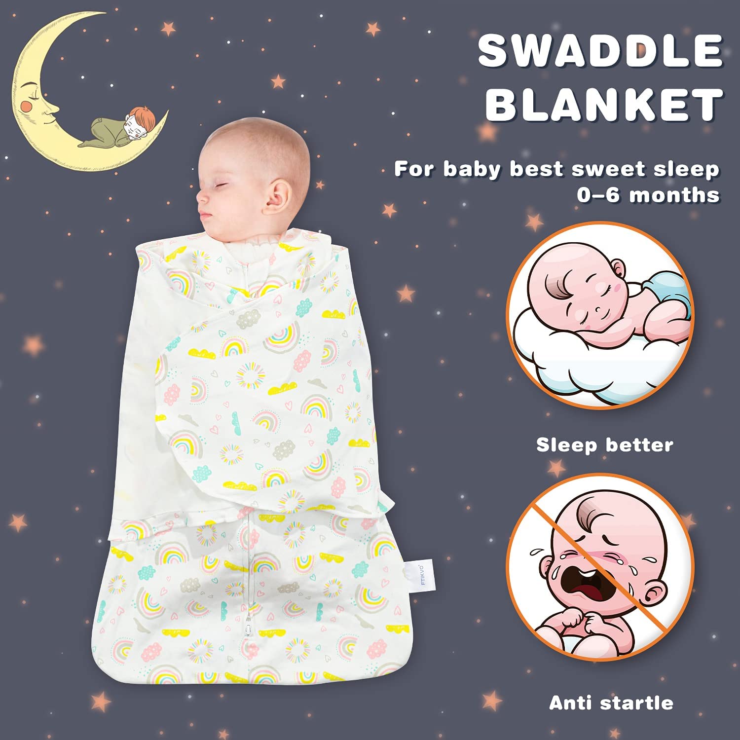 Ftikvo Swaddle Blanket 100 Cotton Newborn Baby Wrap