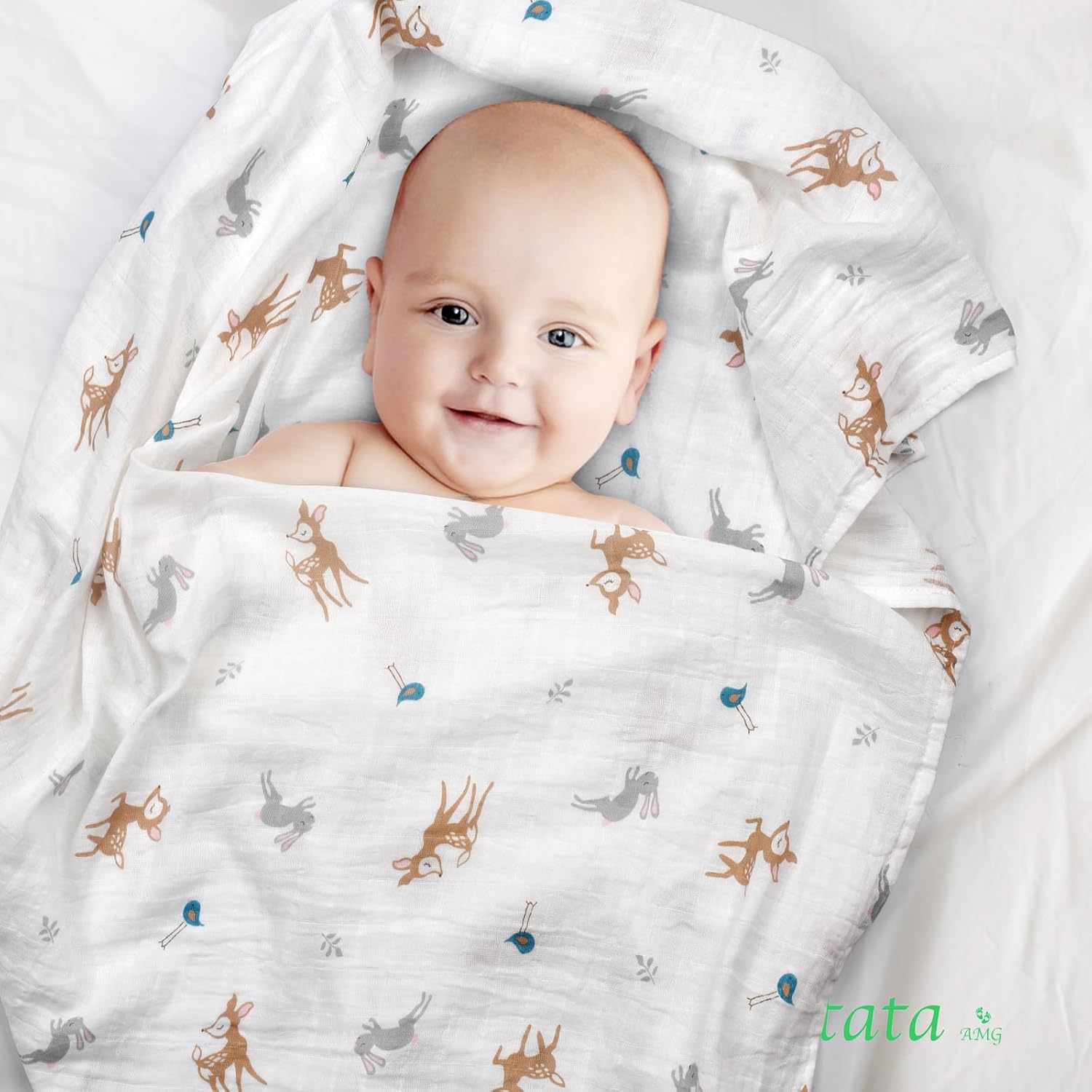 TATA AMG Organic Muslin Baby Swaddle Blanket - 47x47