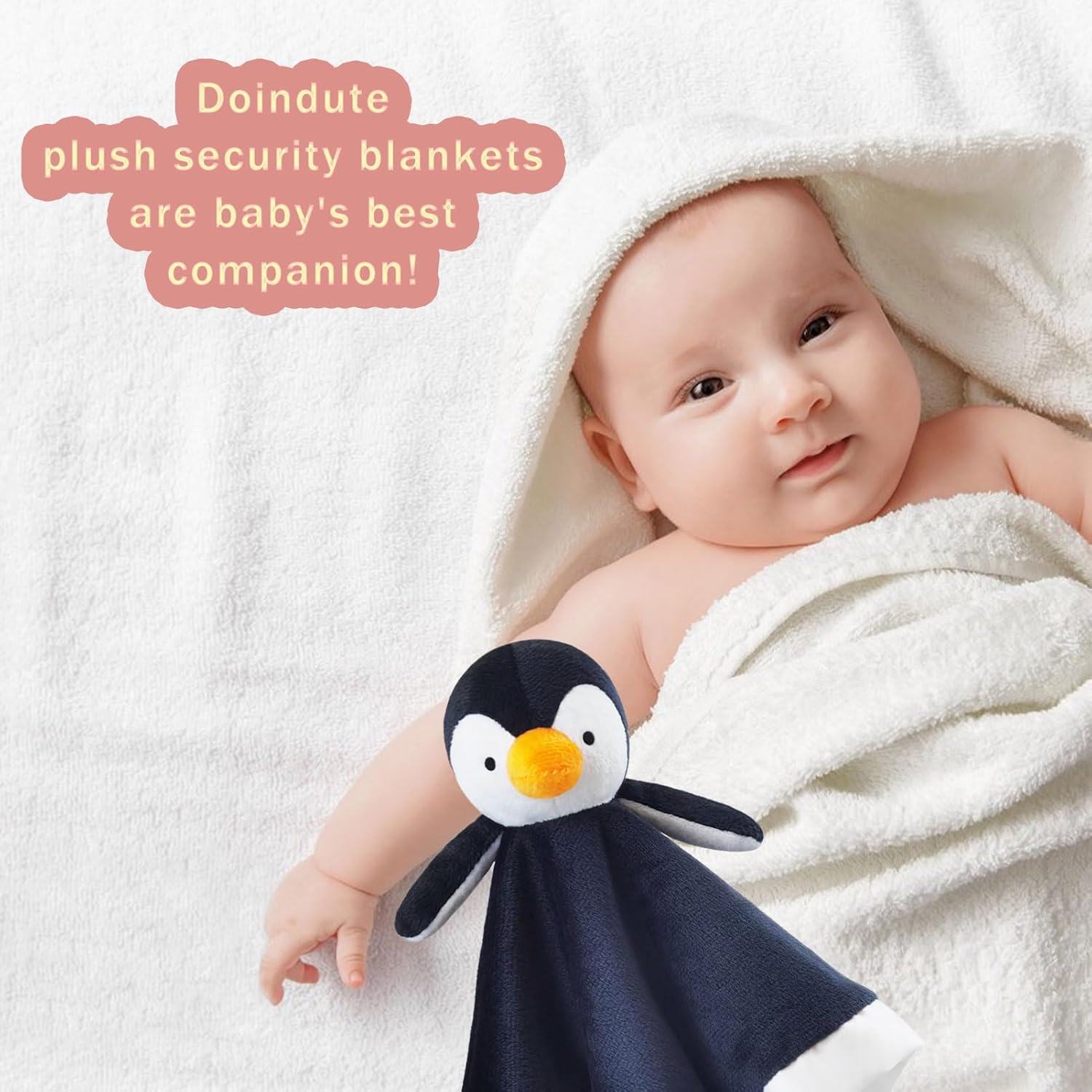 Baby Penguin Security Blanket - 13 Inches Plush Lovey Snuggle Blanket