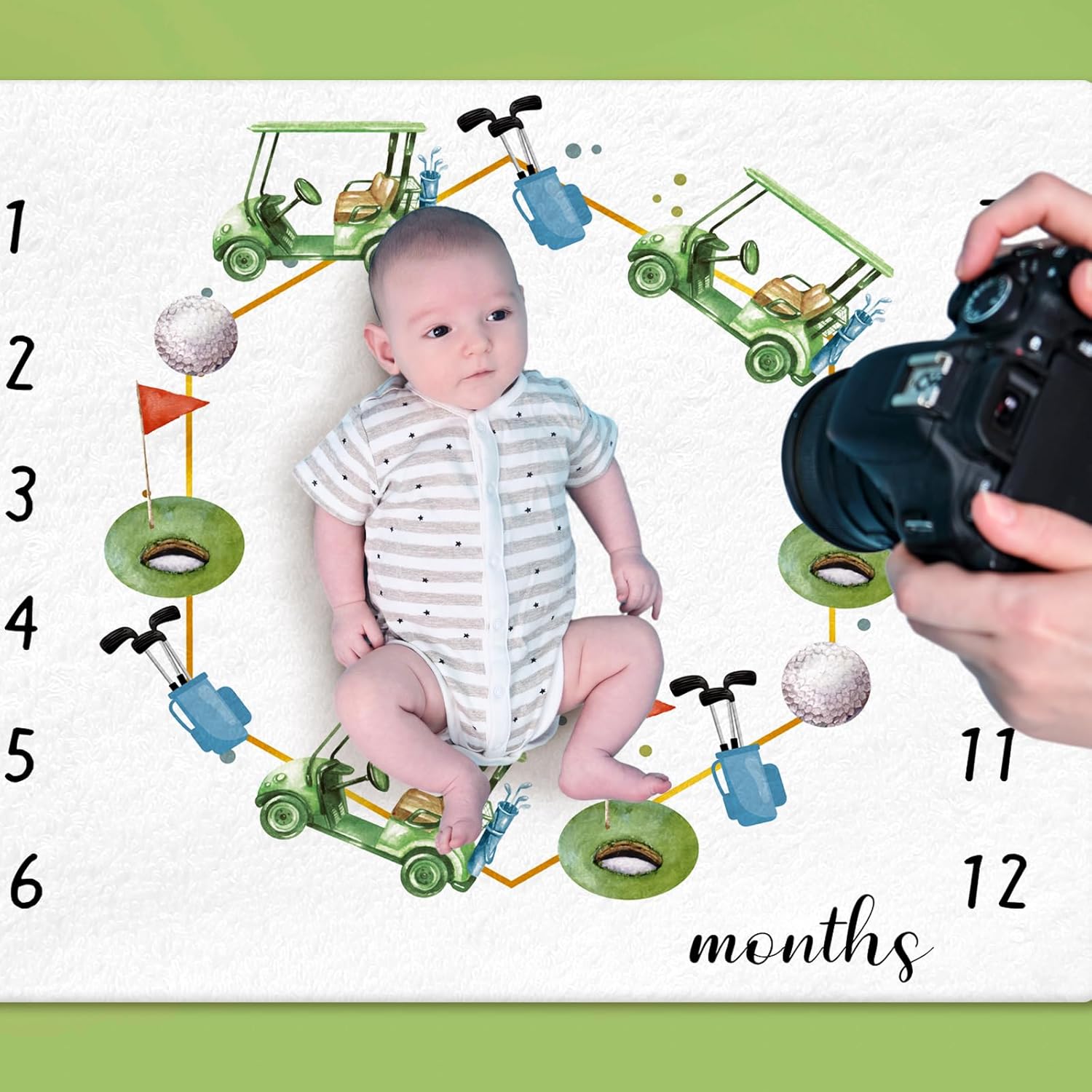 Mindsoft Golf Print Monthly Milestone Blanket