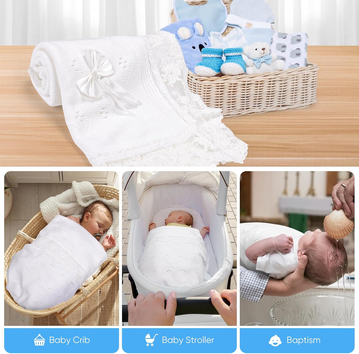 Runeaoys Swaddling Blanket with Heart Design for Baby Girls and Boys 1