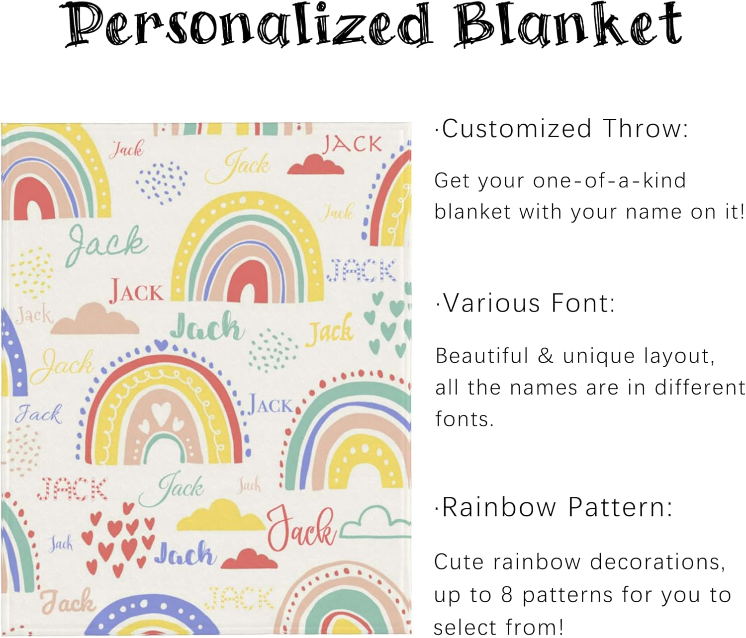 Custom Name Blanket 30x40 for Baby Kids Pet Family