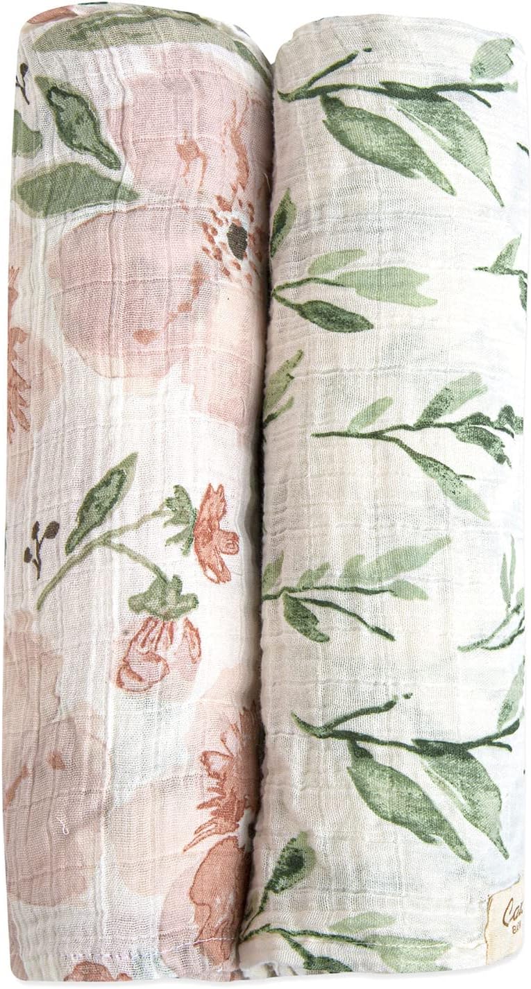 Crane Baby 100 Cotton Muslin Swaddle Blankets Pink Floral 47x47