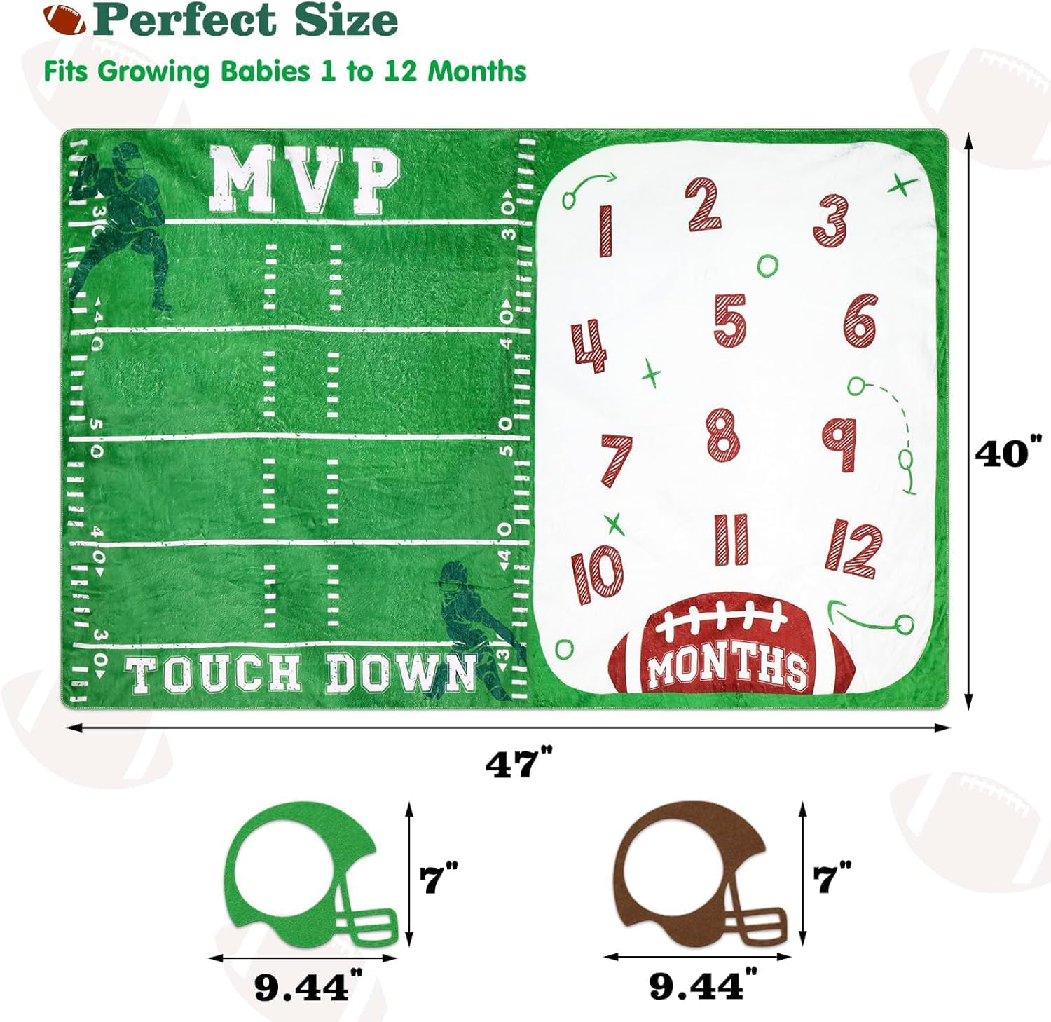 Gicoherero Football Baby Monthly Milestone Blanket